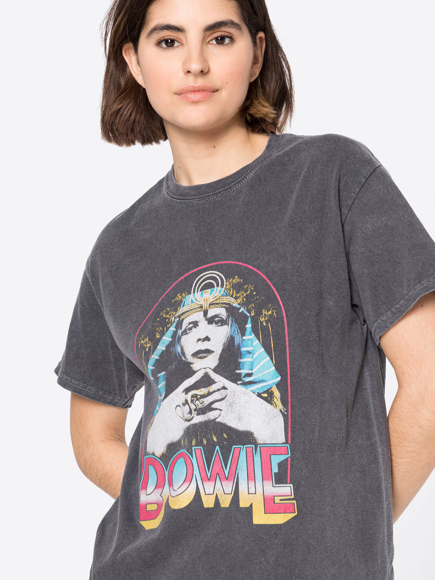 Daisy Street Tricou 'DAVID BOWIE' turcoaz / gri metalic / gri amestecat / roz / alb - Pled.ro