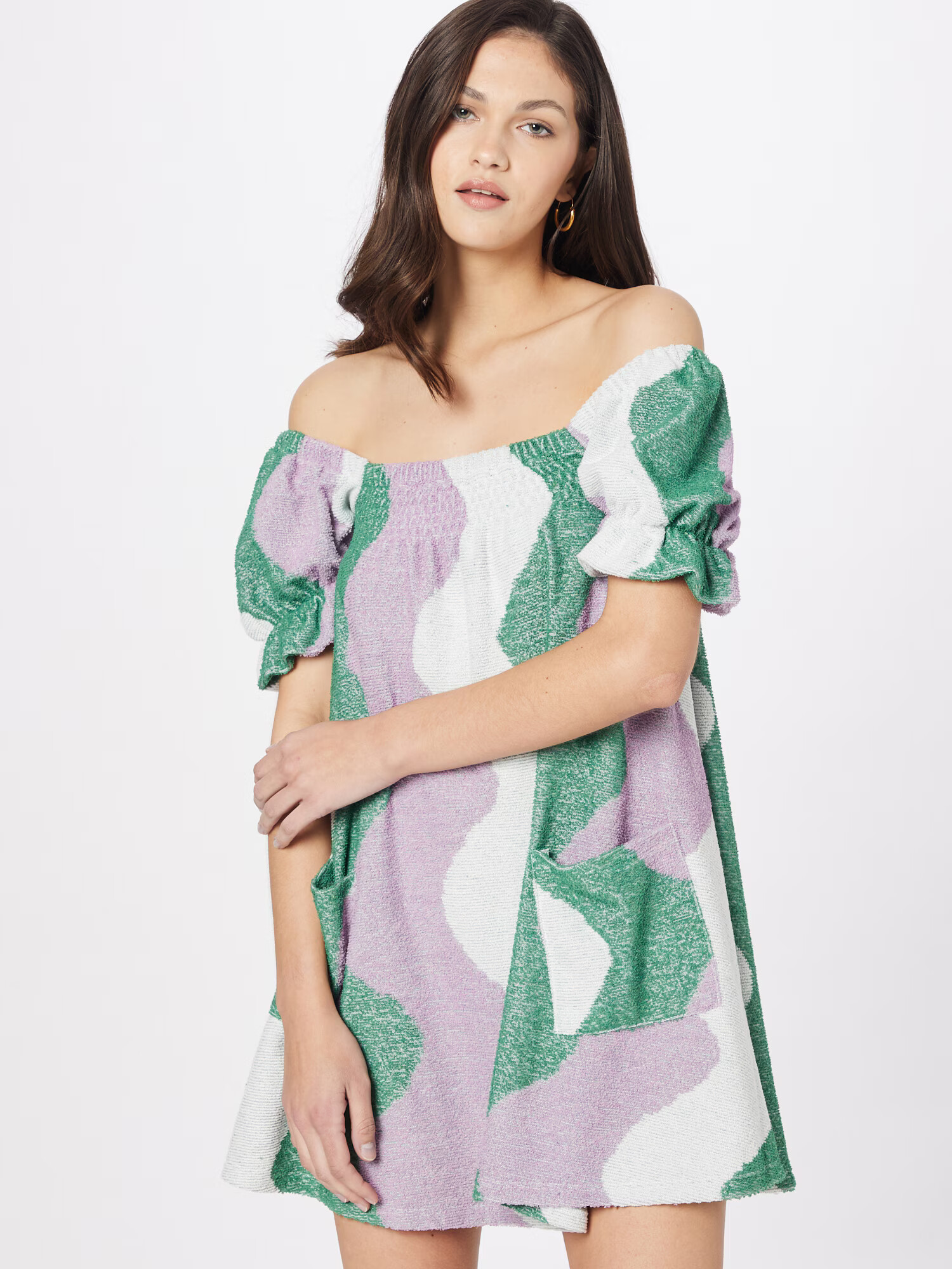 Damson Madder Rochie 'AVA' verde / mauve / alb - Pled.ro