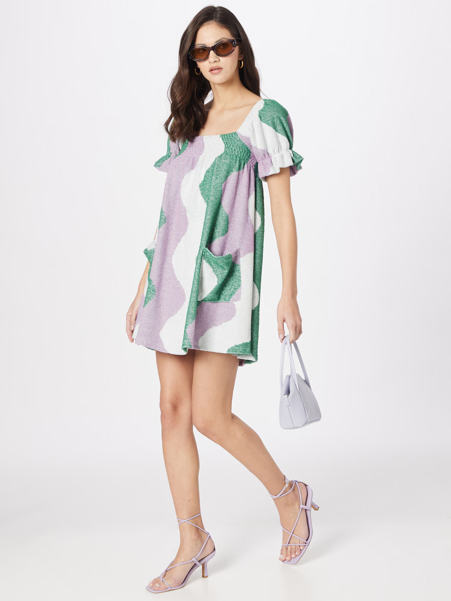 Damson Madder Rochie 'AVA' verde / mauve / alb - Pled.ro