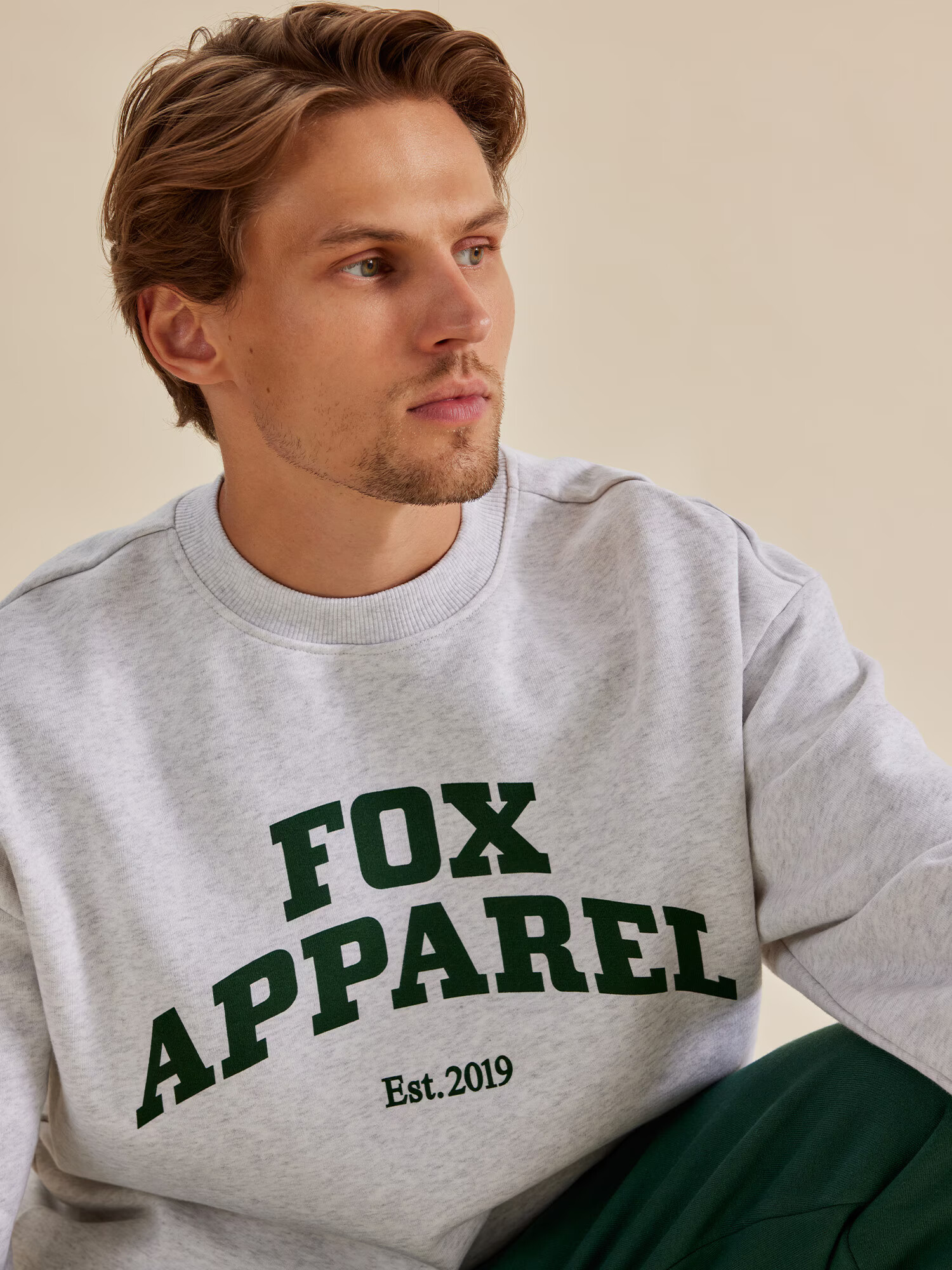 DAN FOX APPAREL Bluză de molton 'Rocco Heavyweight' gri deschis / verde - Pled.ro