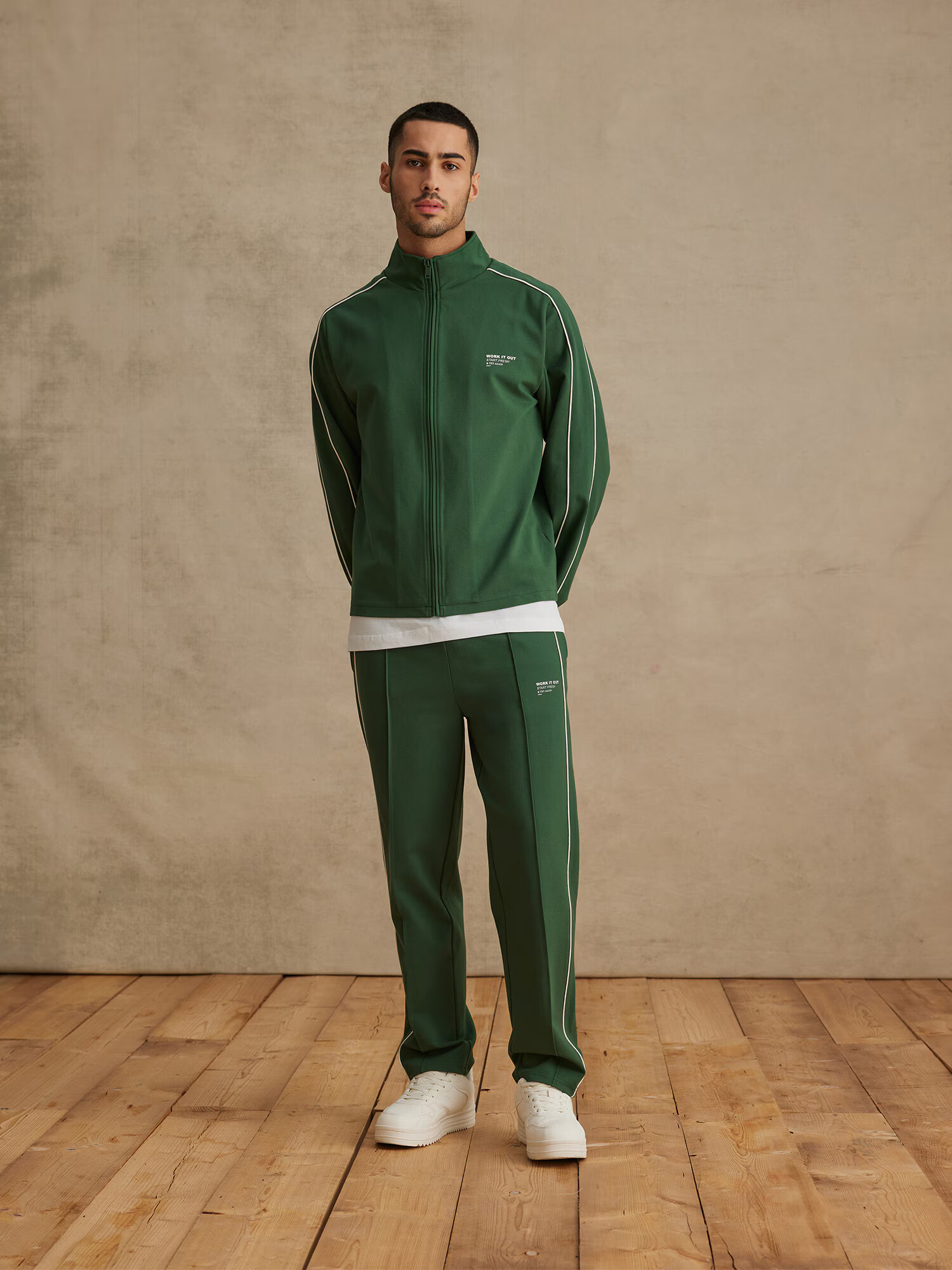 DAN FOX APPAREL Hanorac 'Melvin' verde închis / alb - Pled.ro