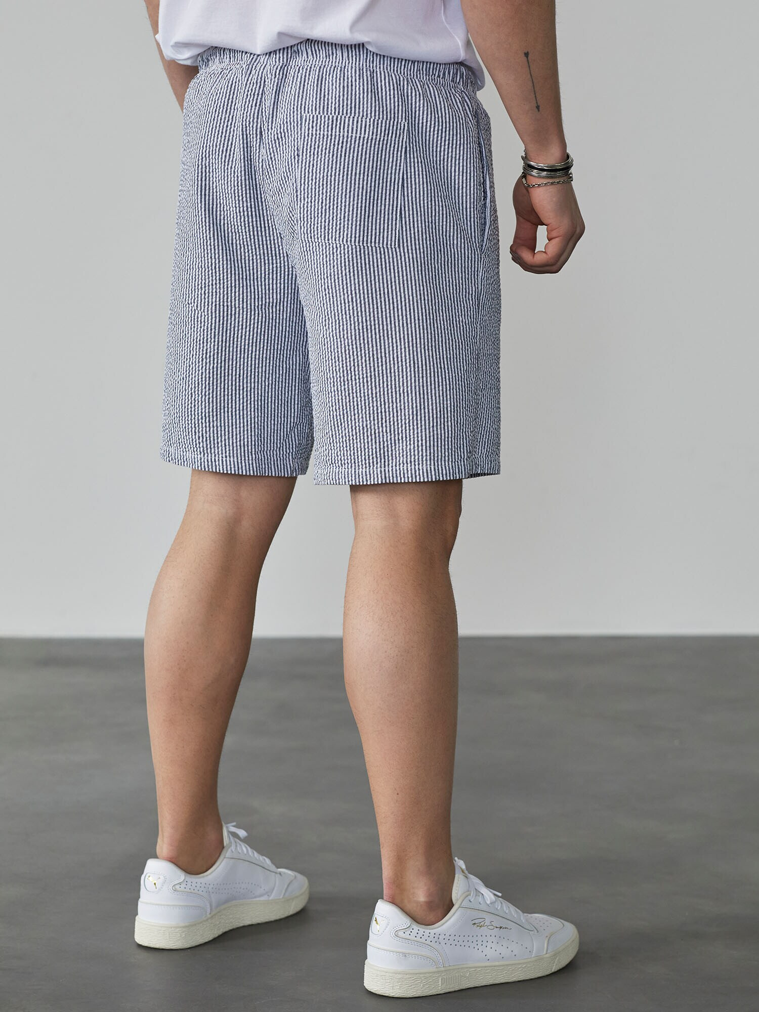 DAN FOX APPAREL Pantaloni 'Nino' albastru / alb - Pled.ro