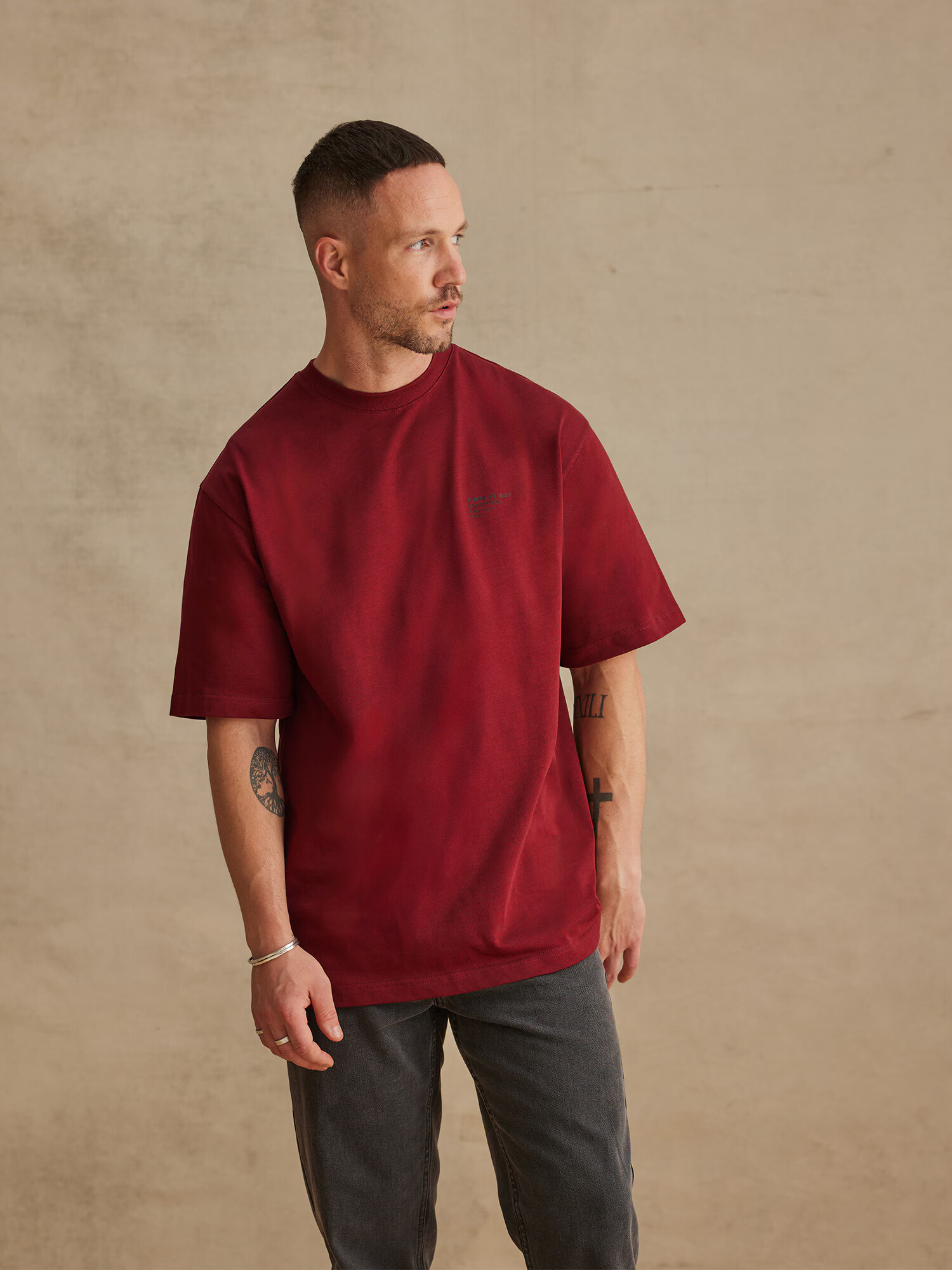 DAN FOX APPAREL Tricou 'Mirac' roșu burgundy - Pled.ro