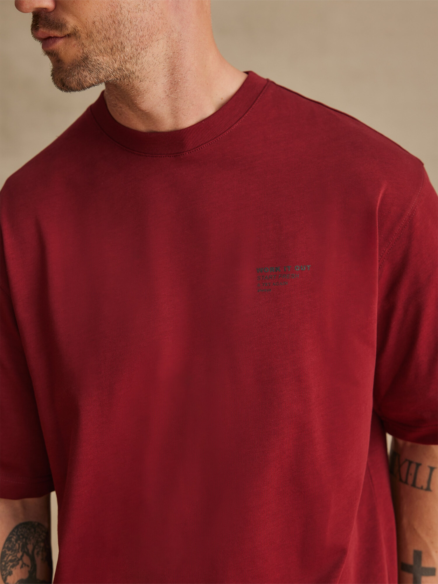 DAN FOX APPAREL Tricou 'Mirac' roșu burgundy - Pled.ro