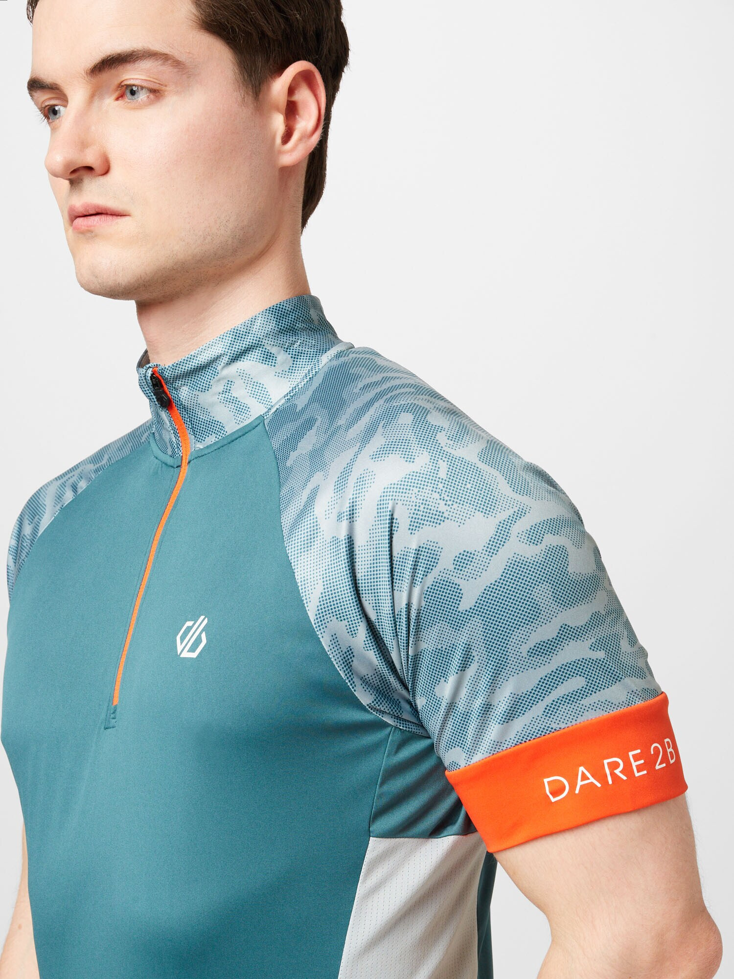 DARE2B Tricou 'StayTheCourseIIII' albastru deschis / verde petrol / portocaliu homar / alb - Pled.ro