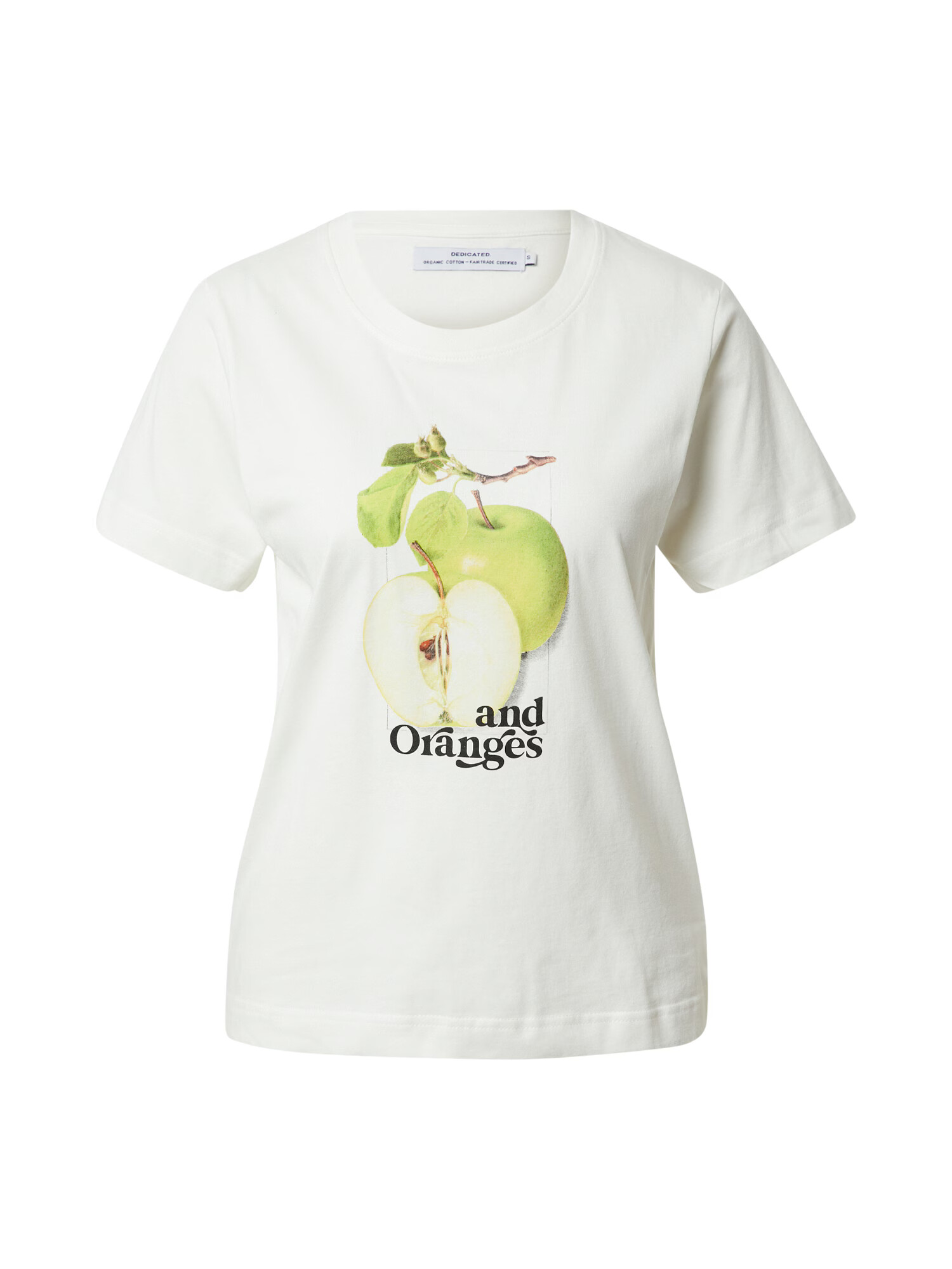 DEDICATED. Tricou 'Mysen Apples' brocart / verde măr / verde deschis / negru / alb - Pled.ro