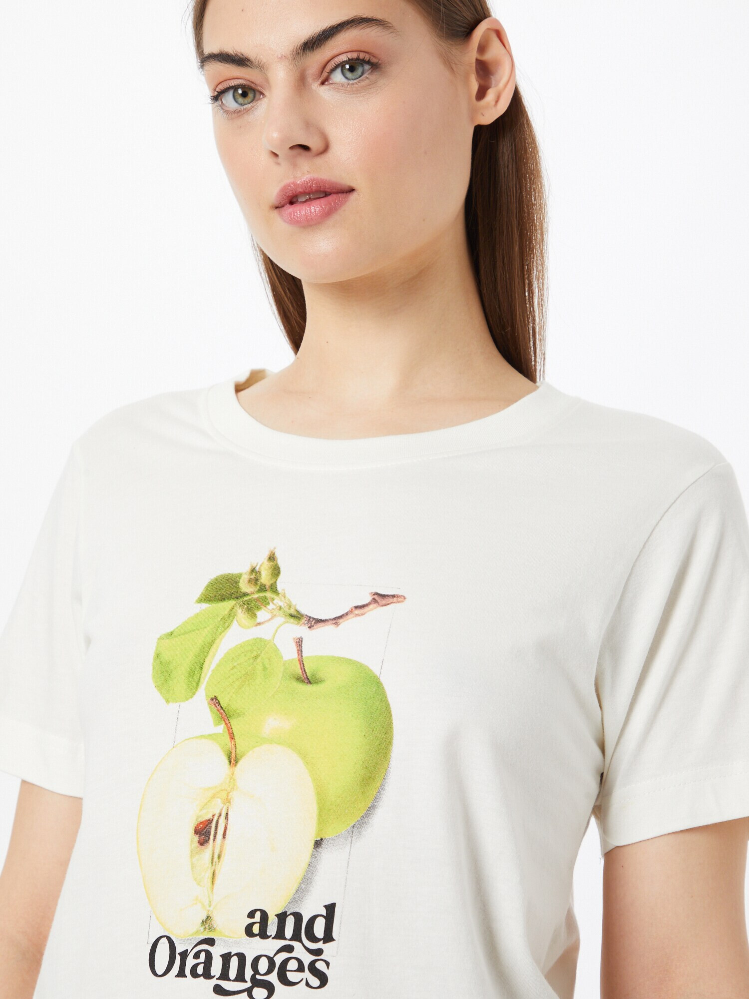 DEDICATED. Tricou 'Mysen Apples' brocart / verde măr / verde deschis / negru / alb - Pled.ro