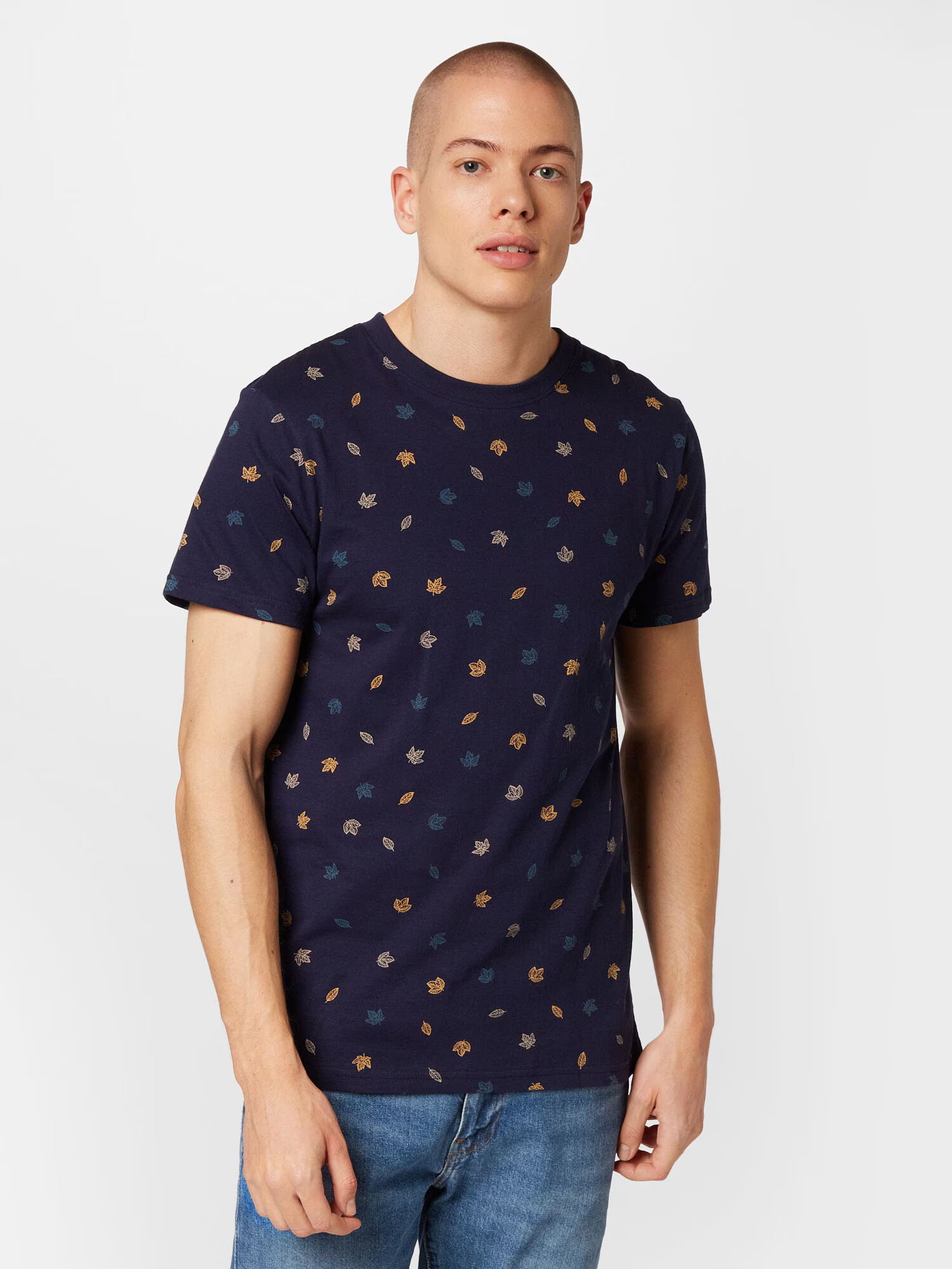 DEDICATED. Tricou 'Stockholm Autumn Leaves' albastru / bleumarin / galben auriu / roz - Pled.ro