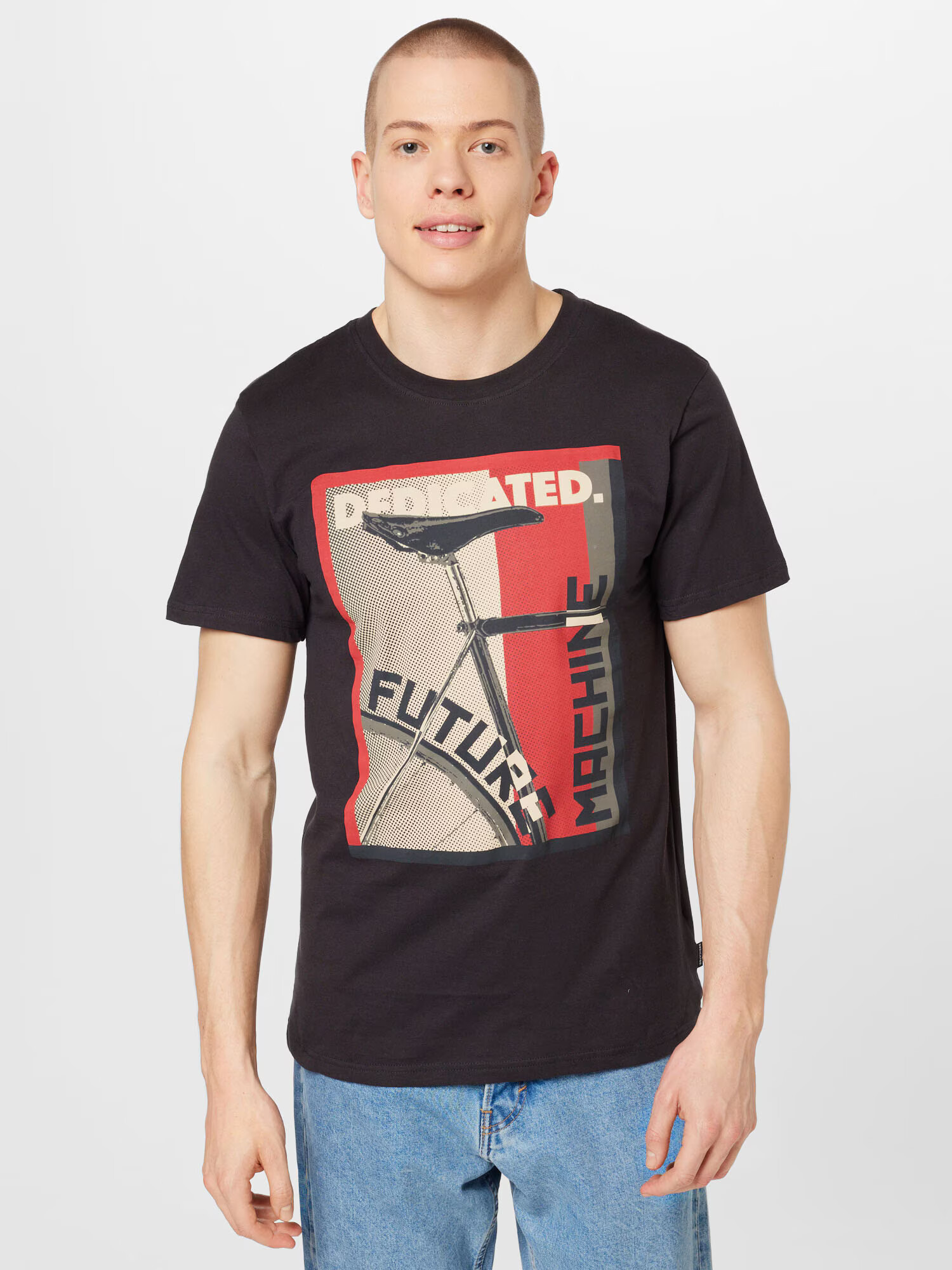 DEDICATED. Tricou 'Stockholm' bej / gri / gri metalic / roșu - Pled.ro