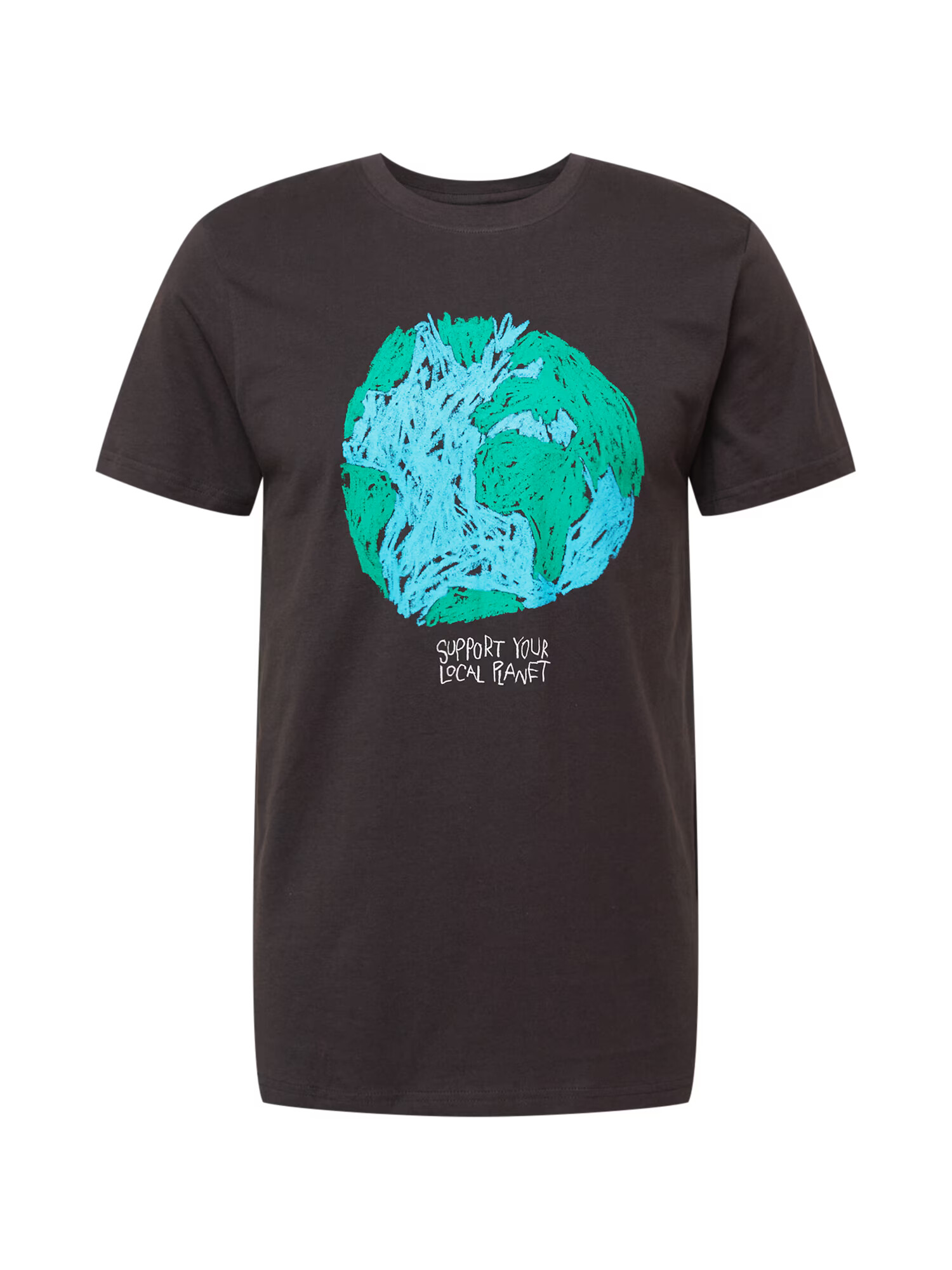 DEDICATED. Tricou 'Stockholm Crayon Globe' maro deschis / gri metalic / verde iarbă - Pled.ro