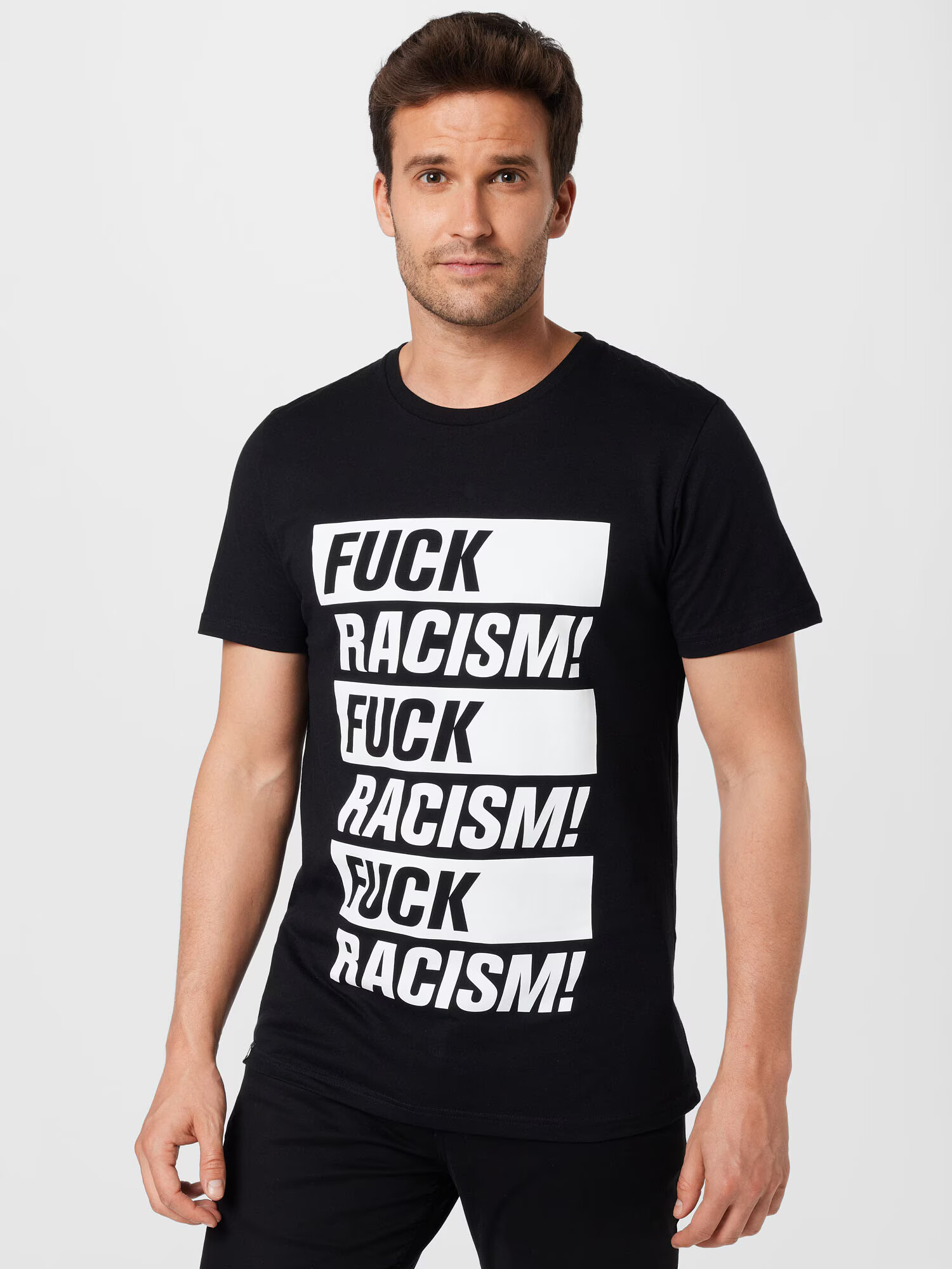 DEDICATED. Tricou 'Stockholm Fuck Racism' negru / alb - Pled.ro