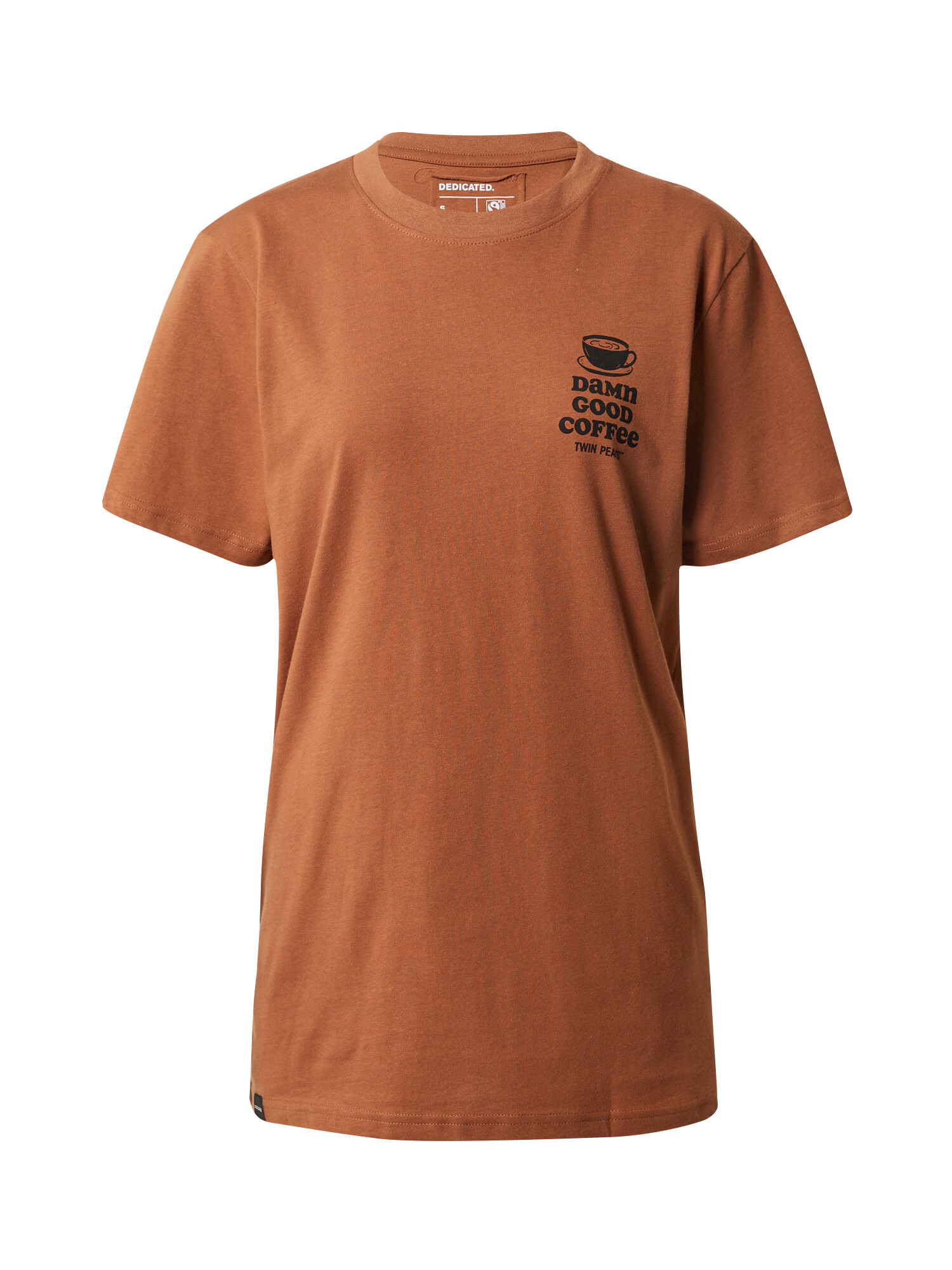 DEDICATED. Tricou 'Stockholm Good Coffee' maro coniac / negru - Pled.ro