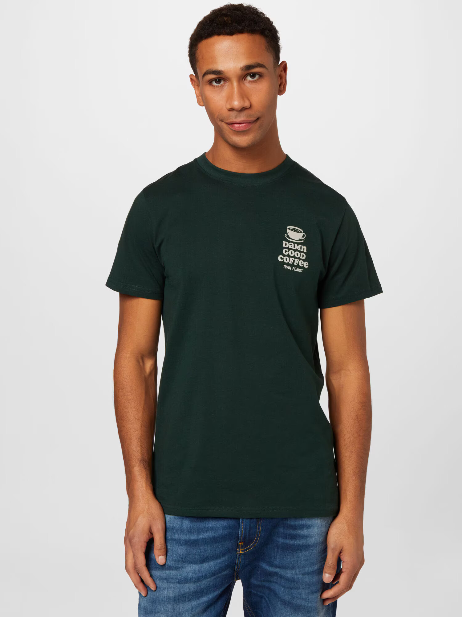 DEDICATED. Tricou 'Stockholm' gri deschis / verde închis - Pled.ro