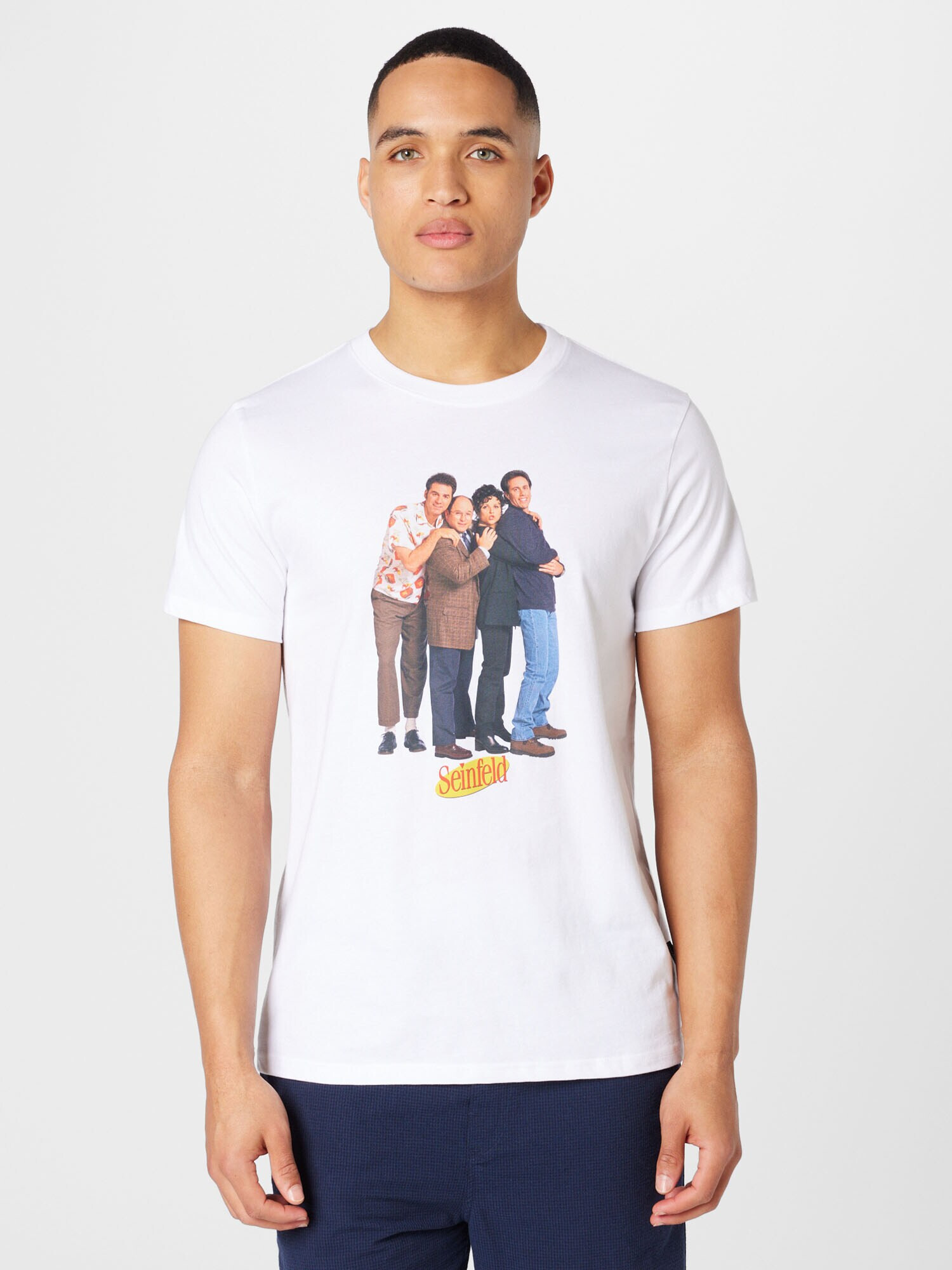 DEDICATED. Tricou 'Stockholm Seinfeld Family' albastru închis / maro / galben / alb - Pled.ro