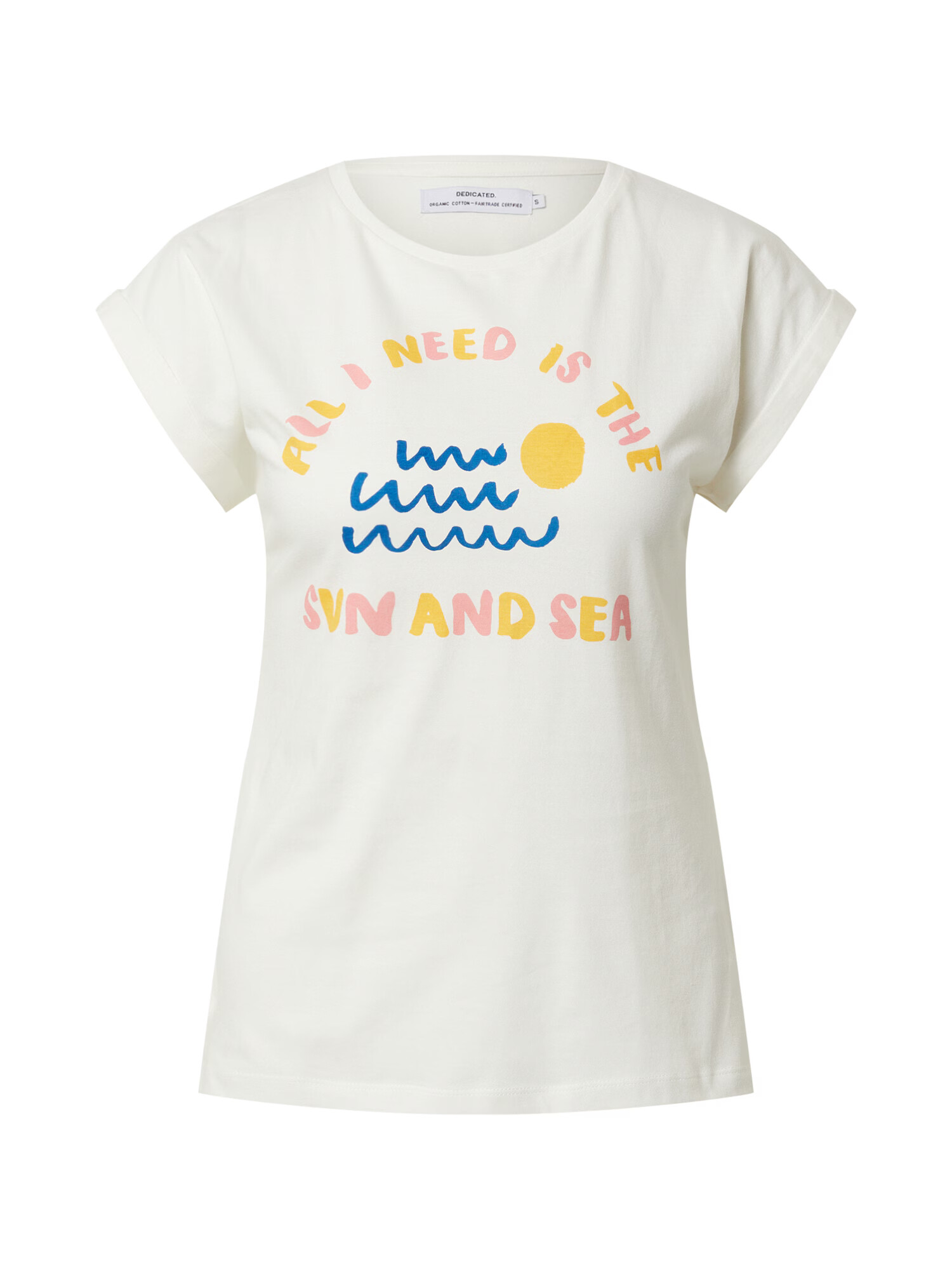 DEDICATED. Tricou 'Visby Sun and Sea' albastru / galben / roz / alb - Pled.ro