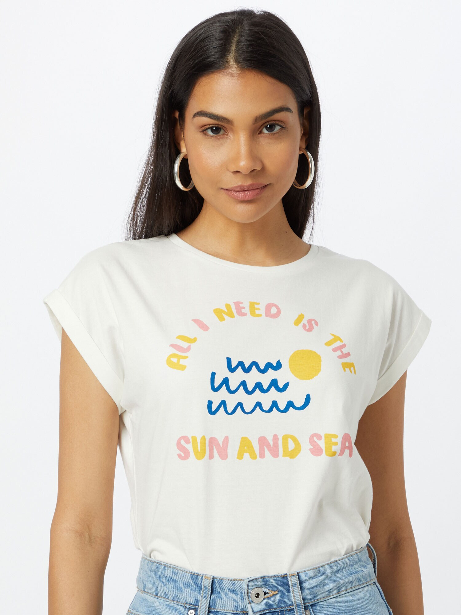 DEDICATED. Tricou 'Visby Sun and Sea' albastru / galben / roz / alb - Pled.ro