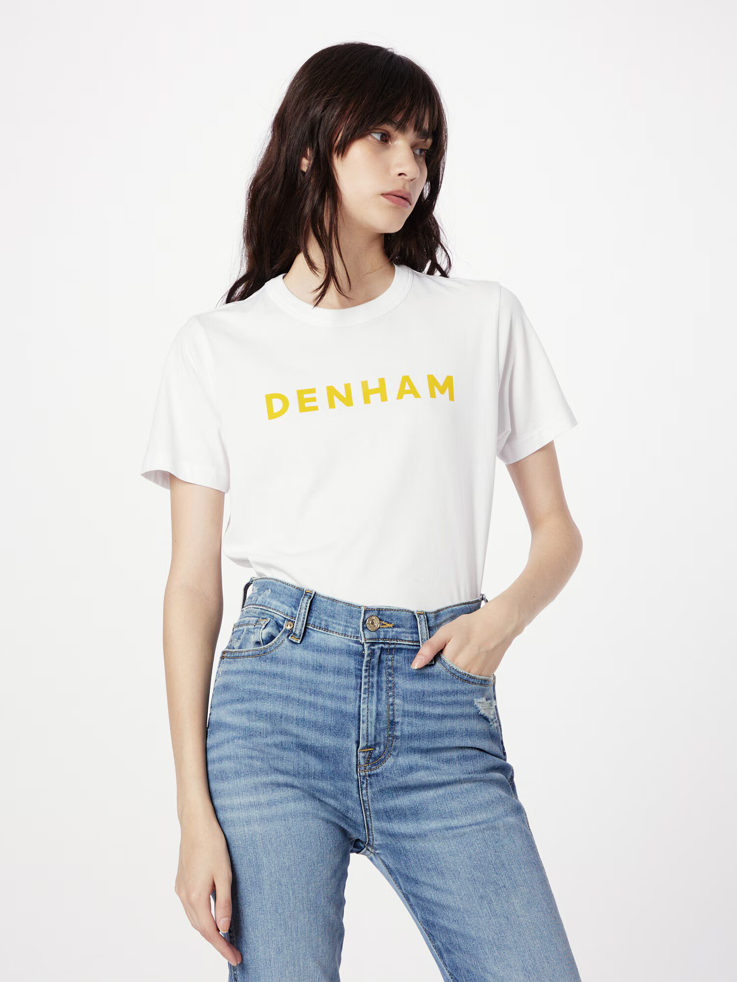 DENHAM Tricou 'JESSICA' galben / alb - Pled.ro