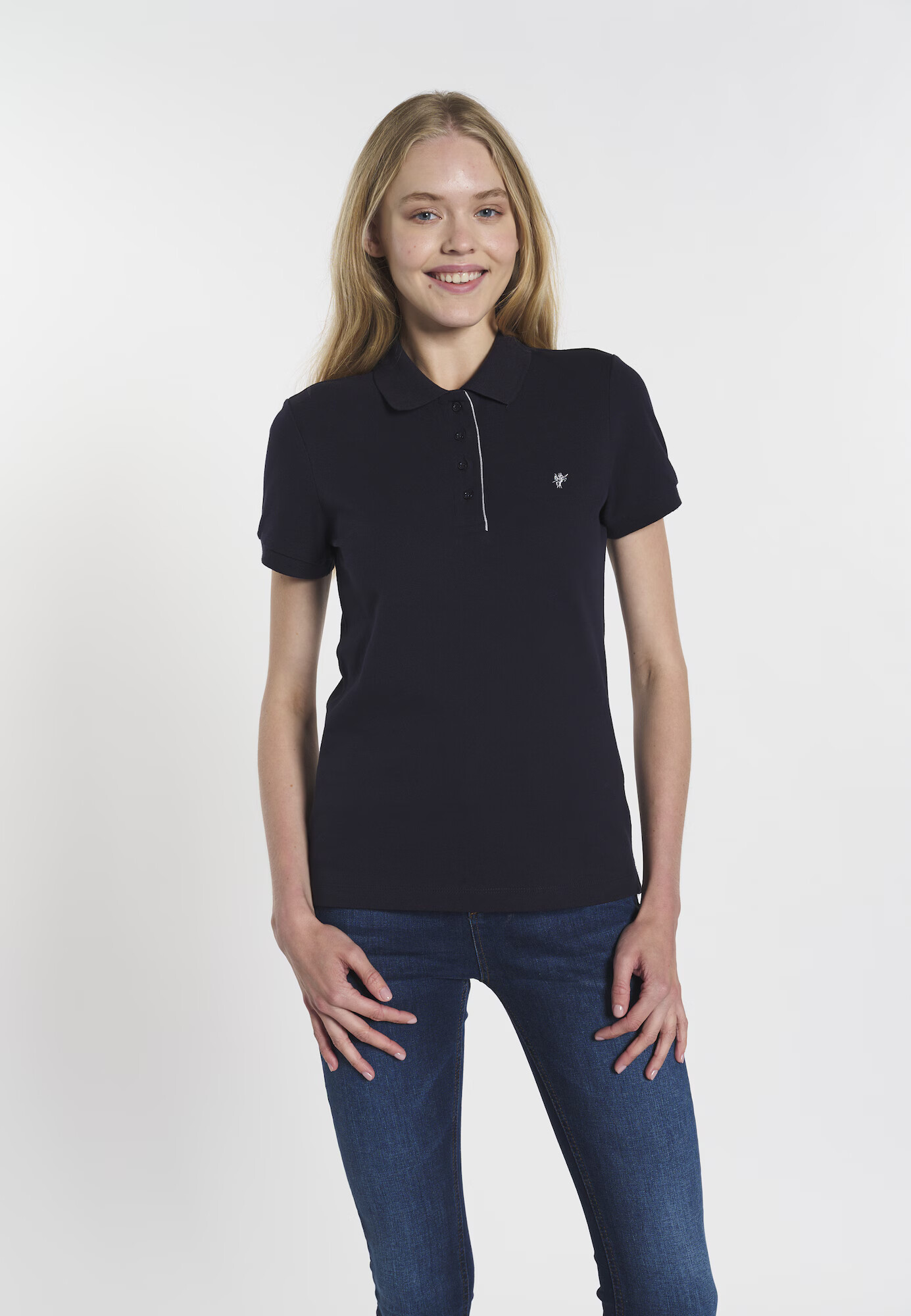 DENIM CULTURE Tricou 'Sophie' bleumarin / alb - Pled.ro