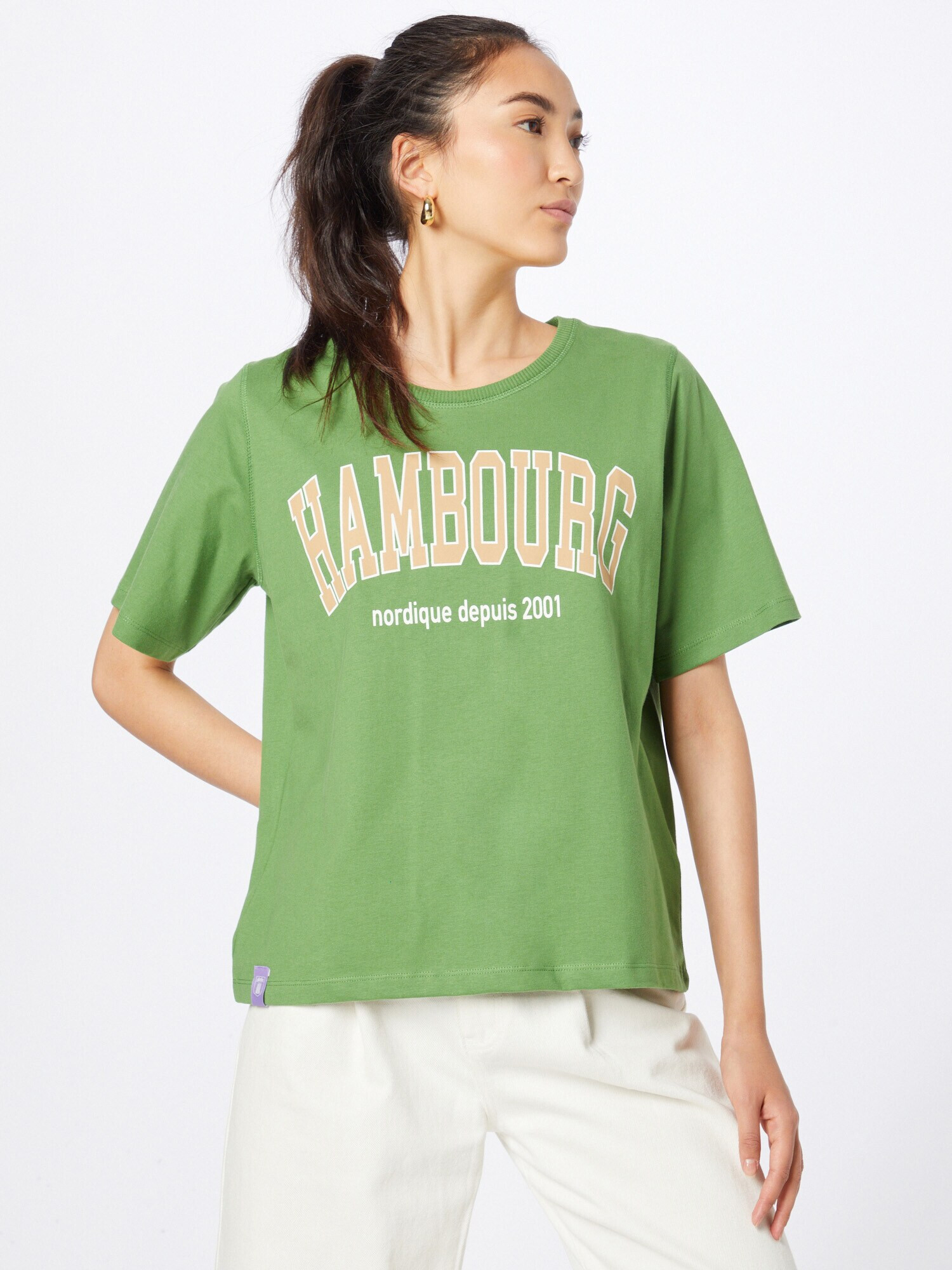 Derbe Tricou 'Hambourg' bej / verde deschis / alb - Pled.ro