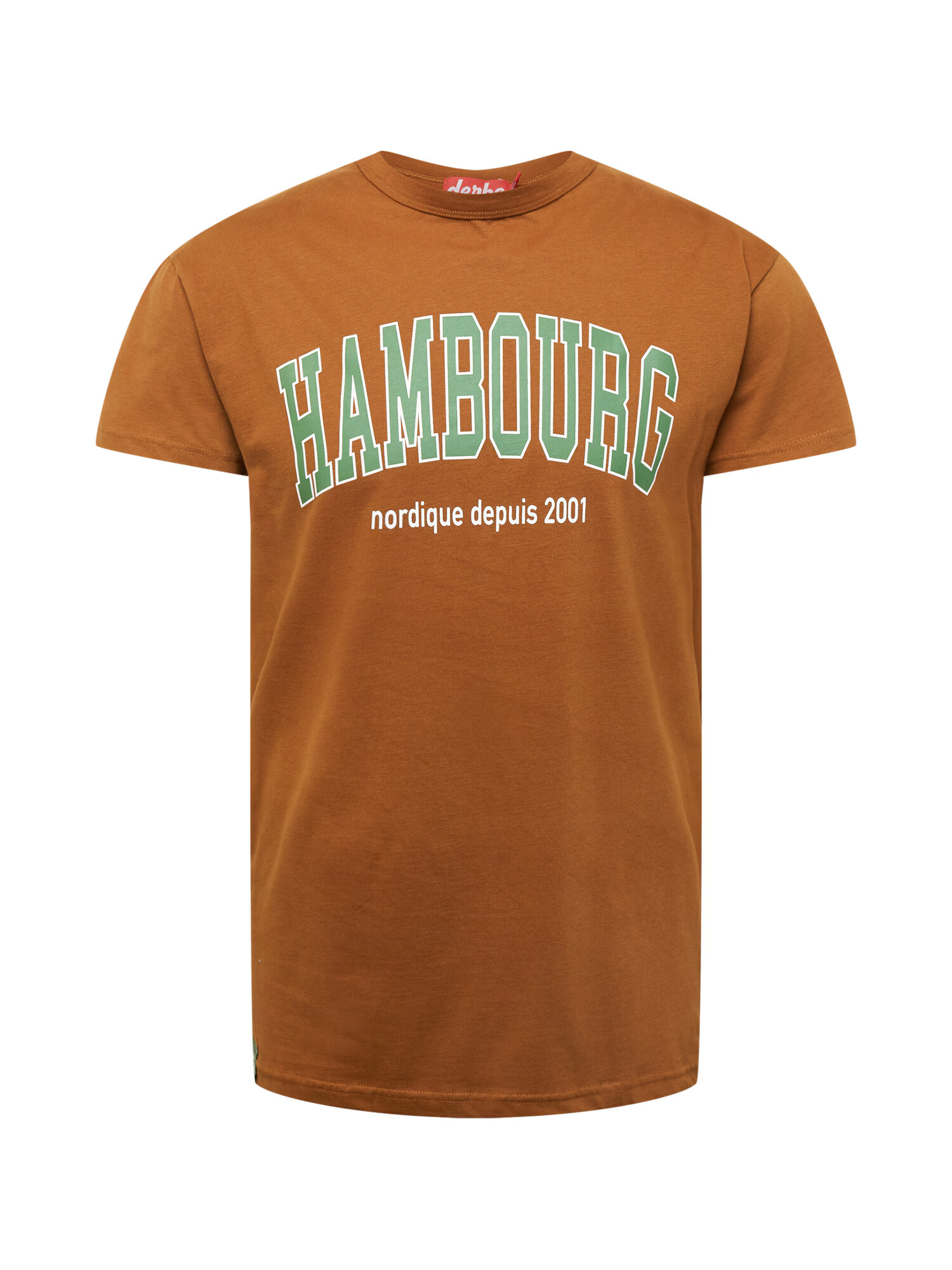 Derbe Tricou 'Hambourg' maro coniac / verde deschis / alb - Pled.ro