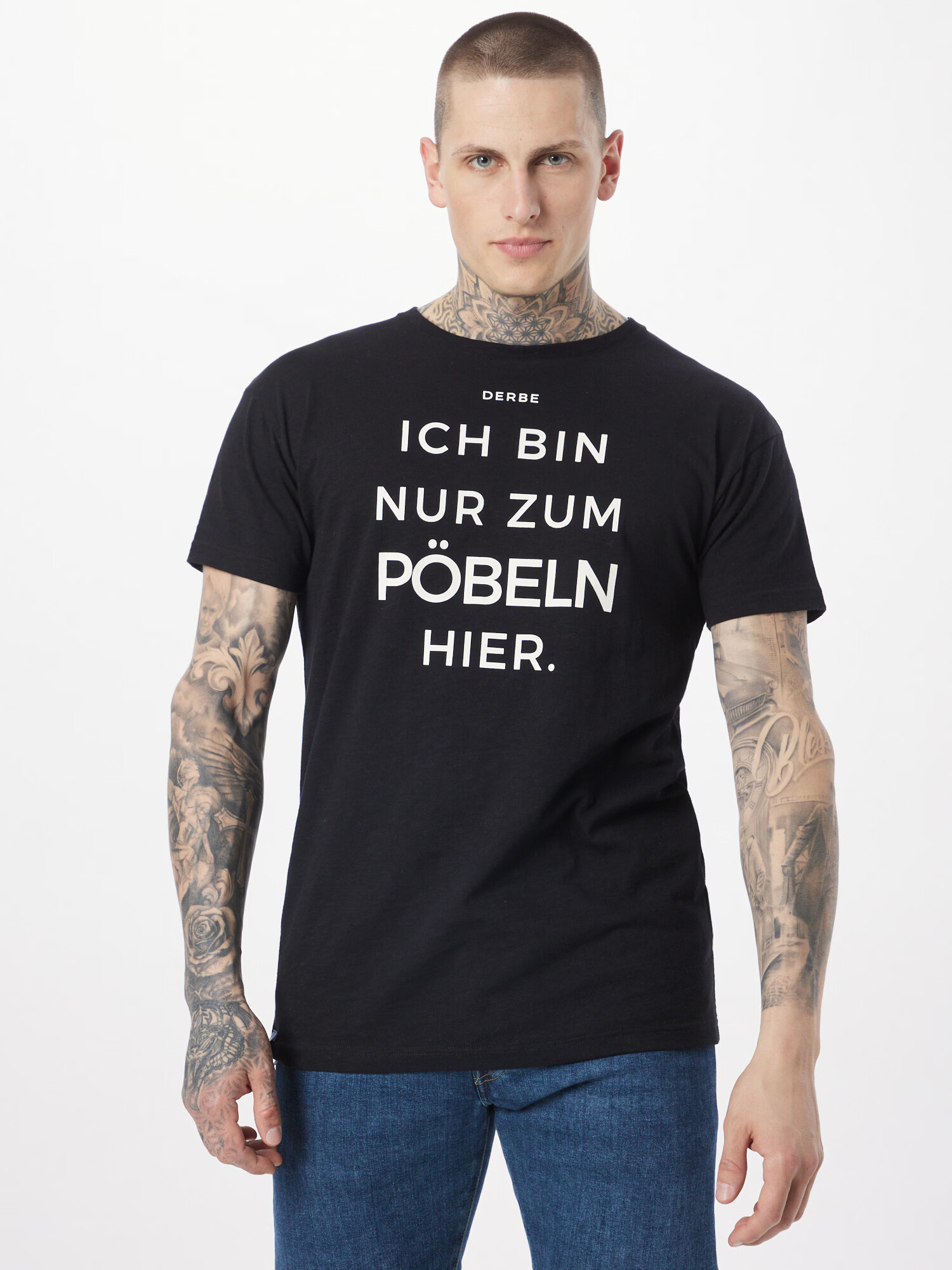 Derbe Tricou 'Pöbeln' negru / alb - Pled.ro