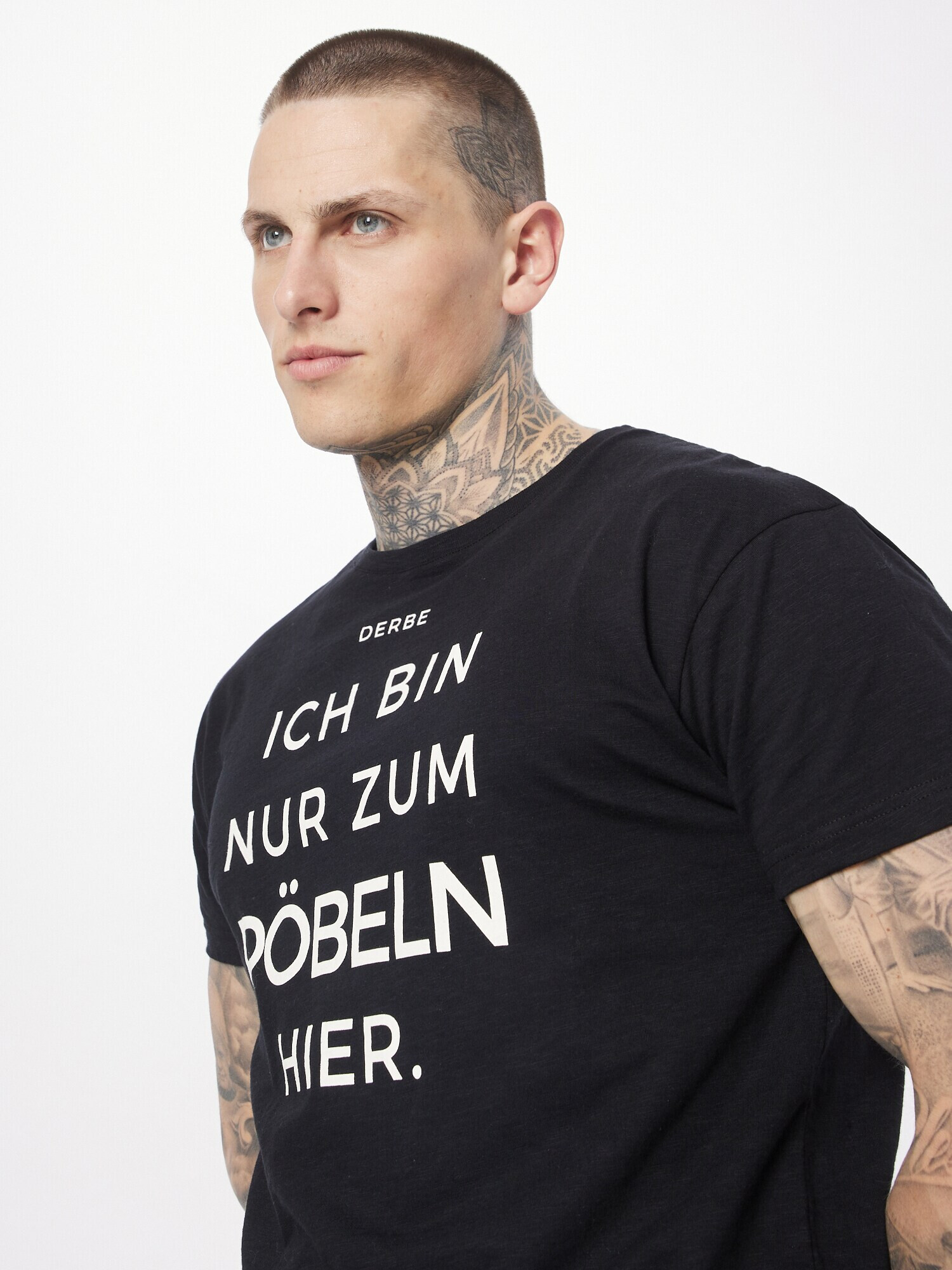 Derbe Tricou 'Pöbeln' negru / alb - Pled.ro