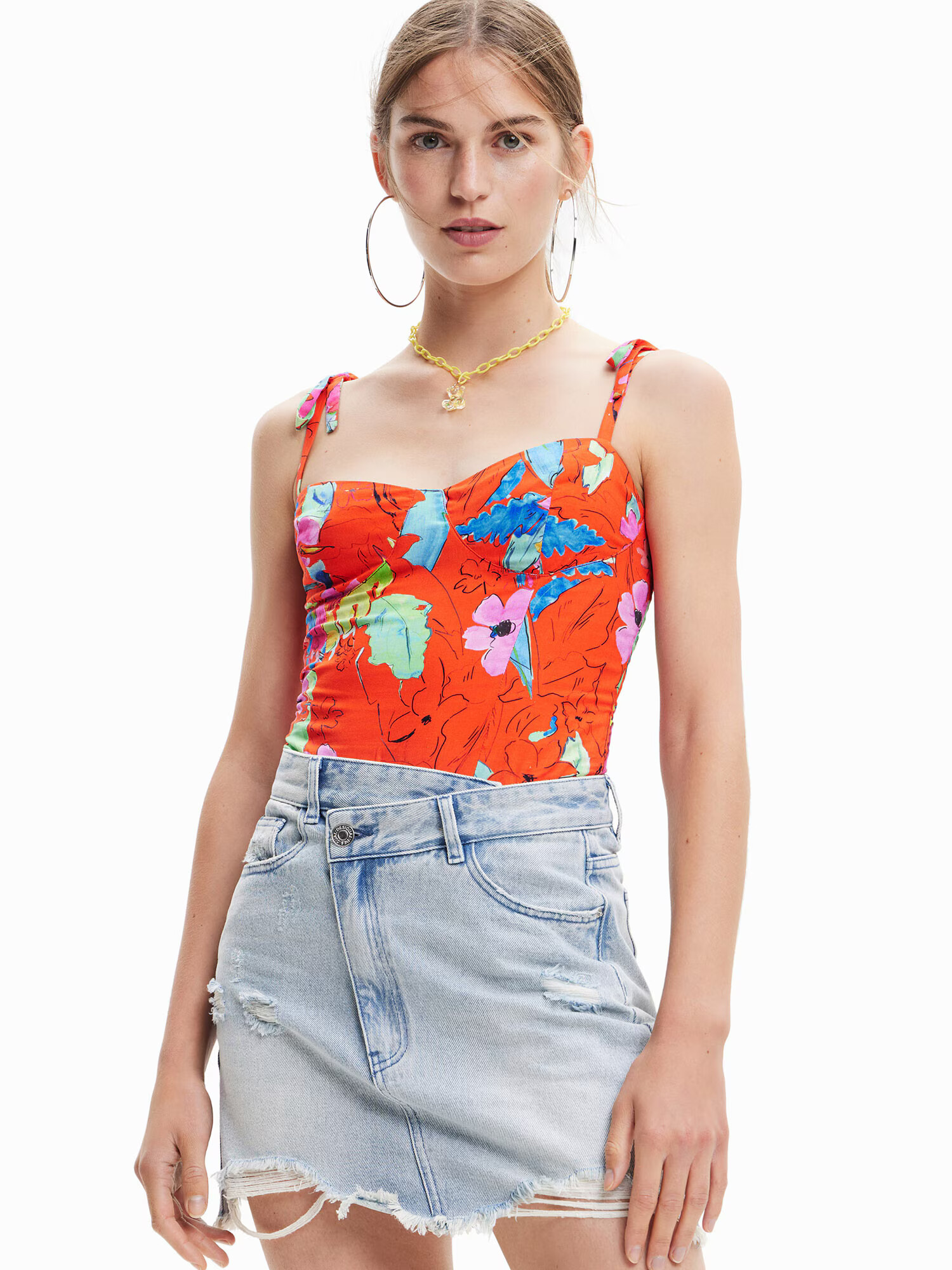 Desigual Tricou body 'MARLEN' albastru / verde pastel / roz deschis / roșu orange - Pled.ro