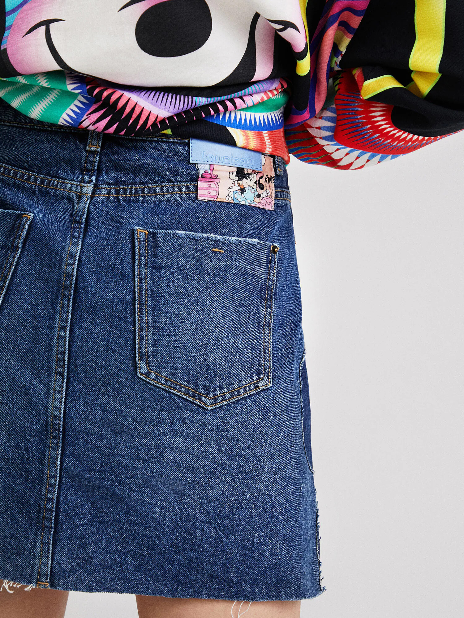 Desigual Fustă bleumarin / albastru denim / albastru deschis - Pled.ro