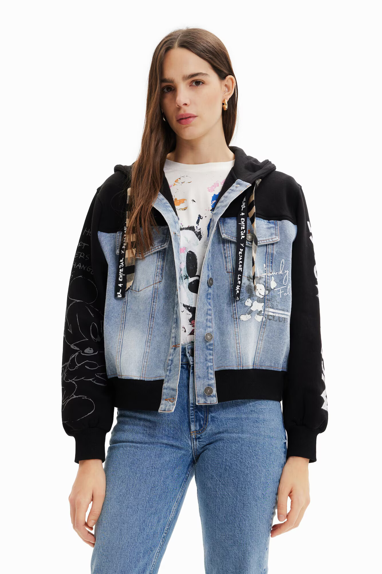 Desigual Hanorac 'Mickey Mouse' albastru denim / gri grafit / negru / alb - Pled.ro