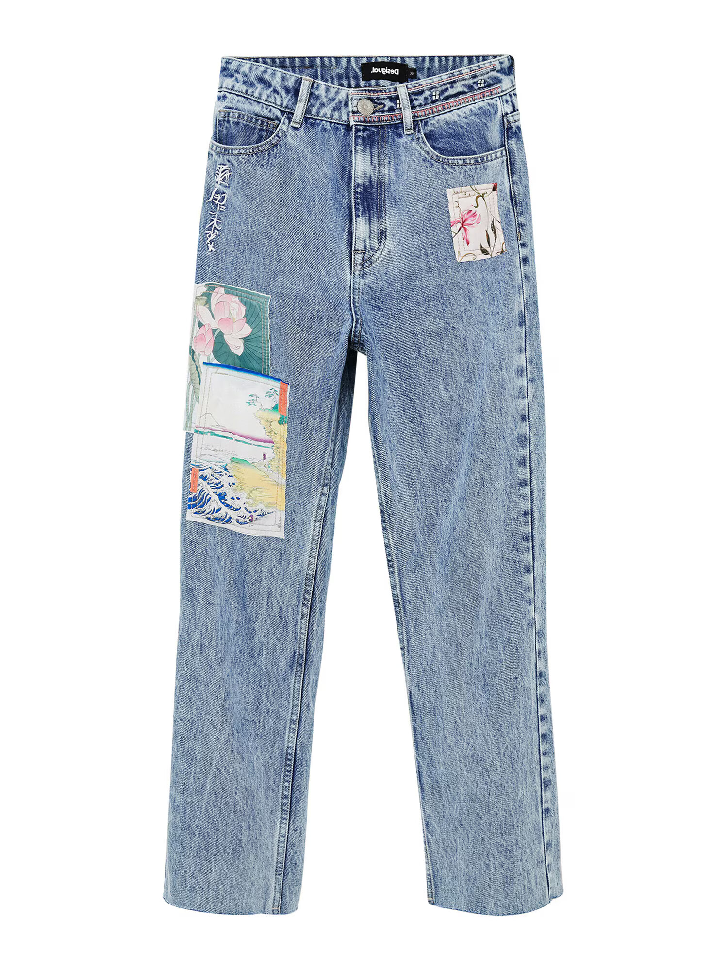 Desigual Jeans 'Los Angeles' albastru denim / galben deschis / verde jad / roz pastel - Pled.ro