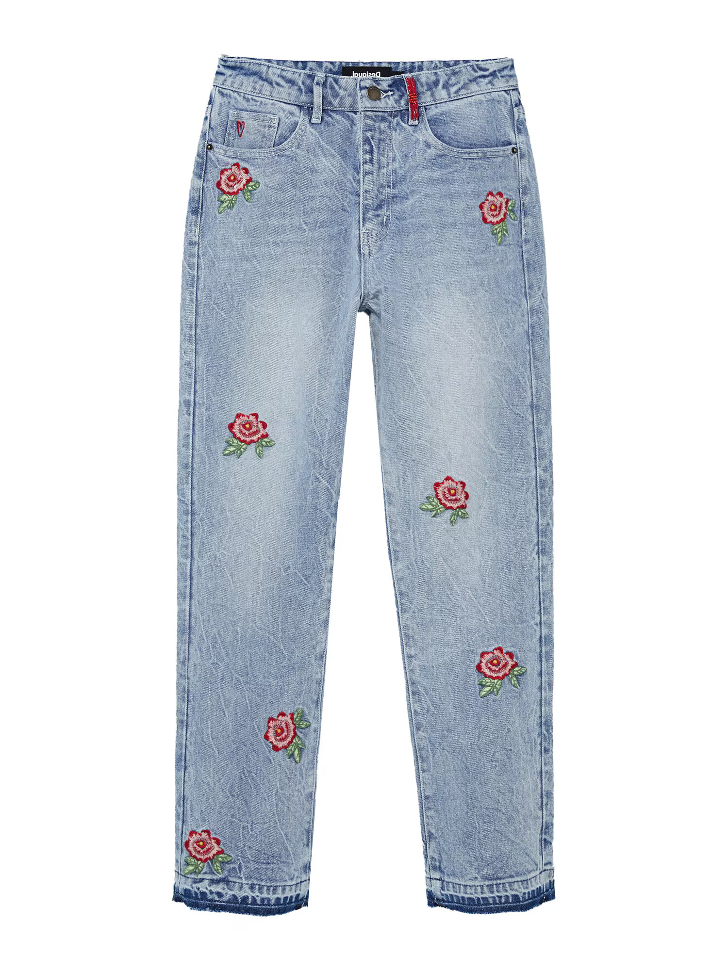 Desigual Jeans 'MY FLOWER' albastru denim / verde / verde deschis / alb - Pled.ro