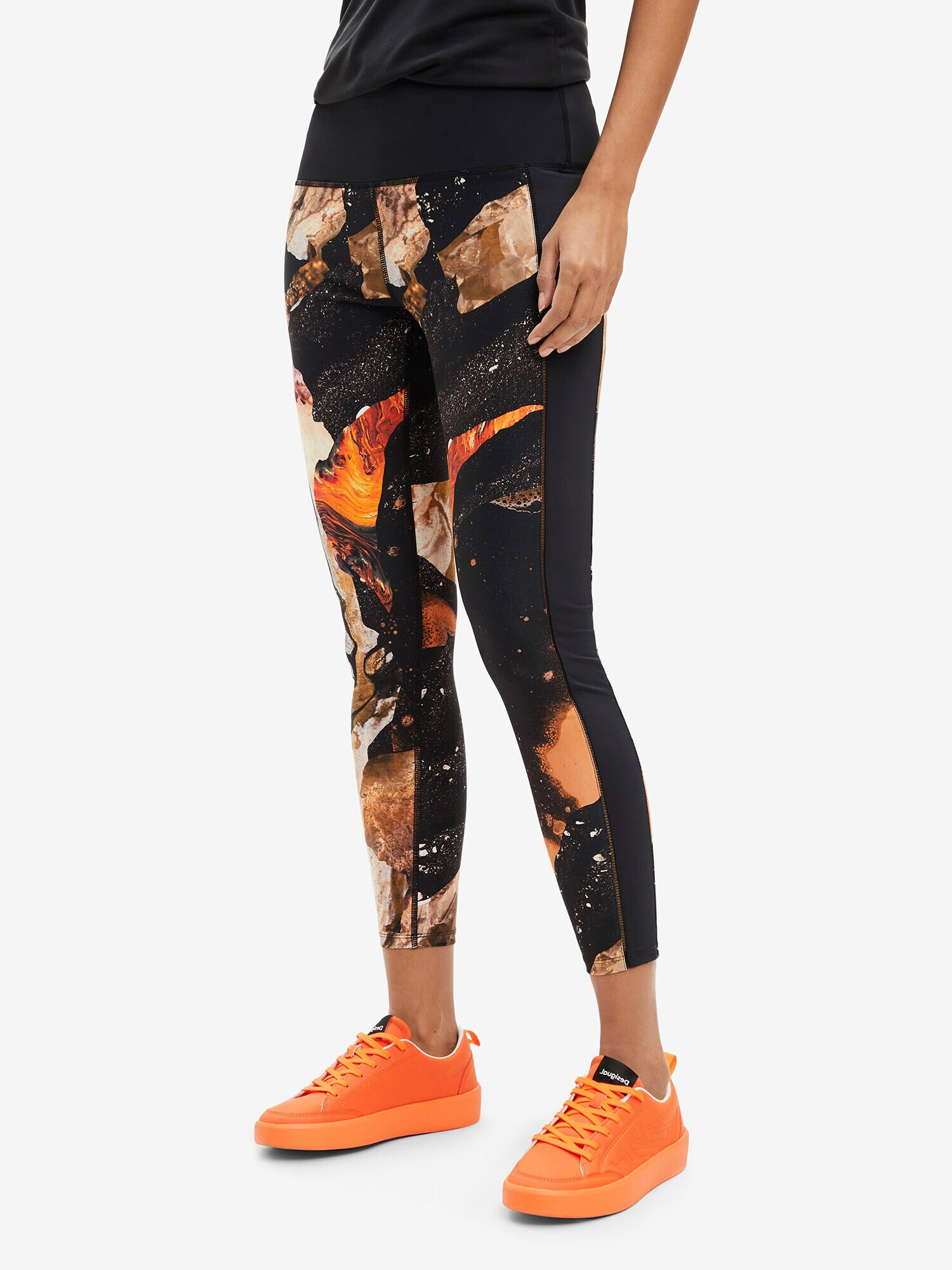 Desigual Leggings 'Flora' bej / maro / portocaliu / negru - Pled.ro