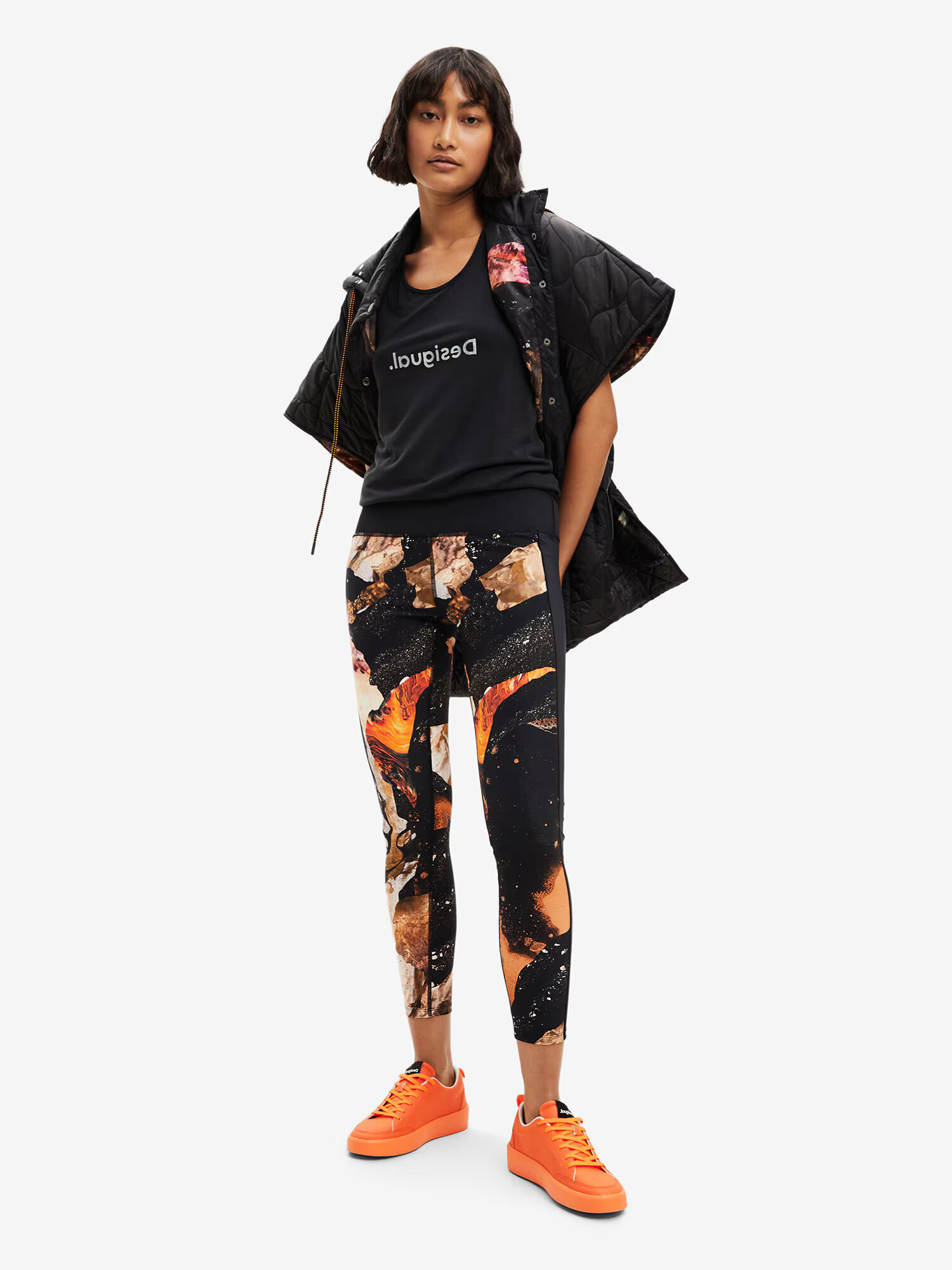 Desigual Leggings 'Flora' bej / maro / portocaliu / negru - Pled.ro