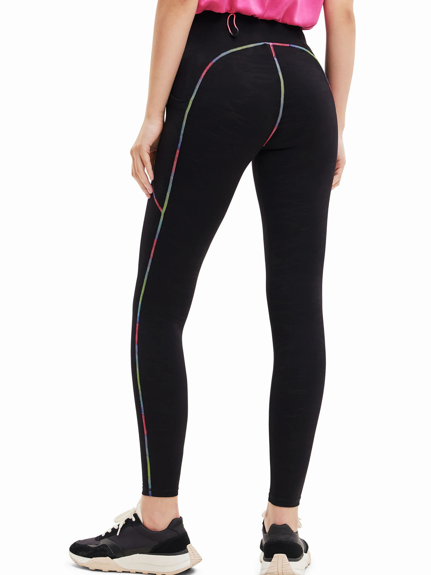 Desigual Leggings albastru / verde neon / roz neon / negru - Pled.ro