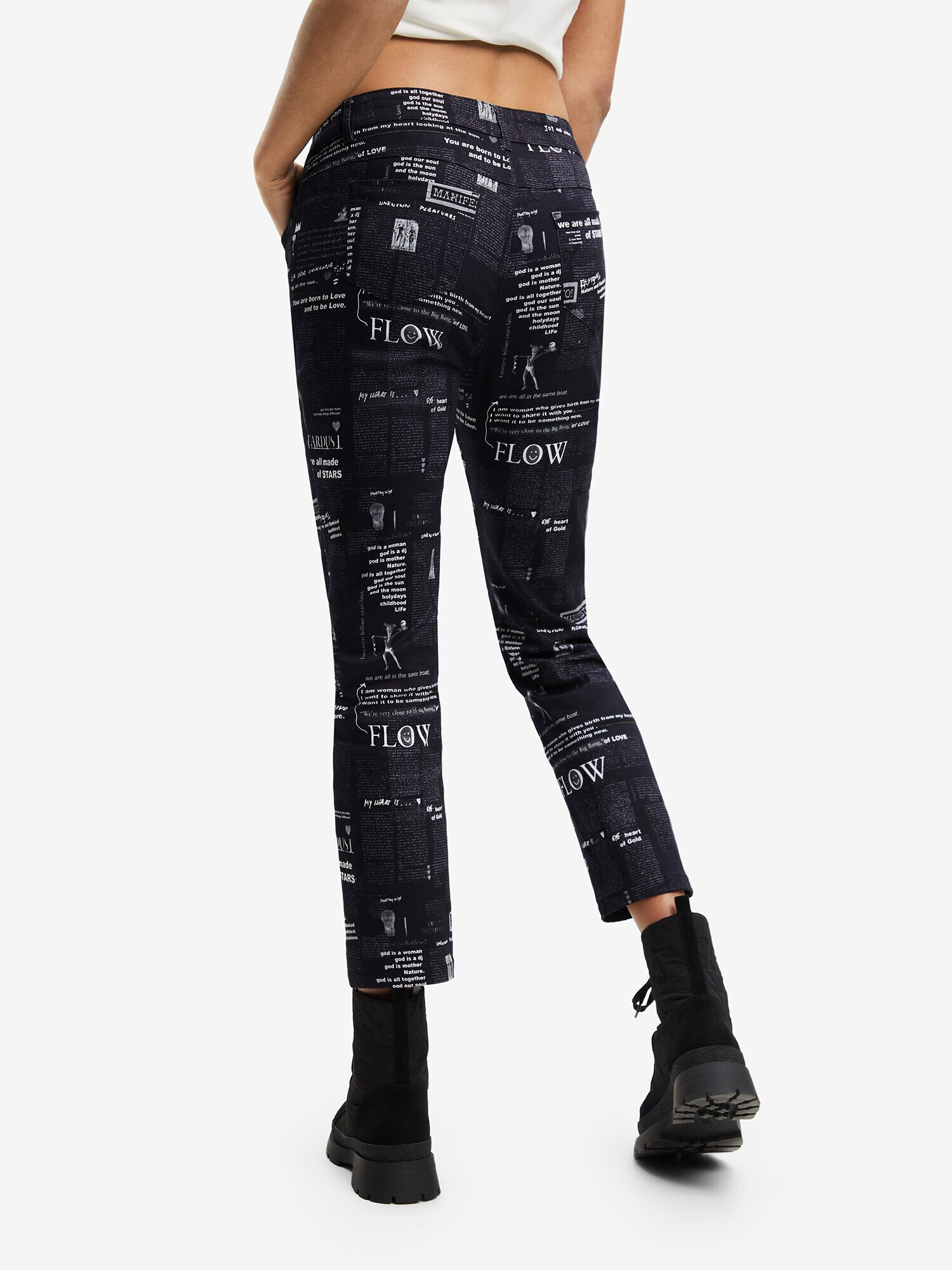 Desigual Pantaloni gri / negru / alb - Pled.ro