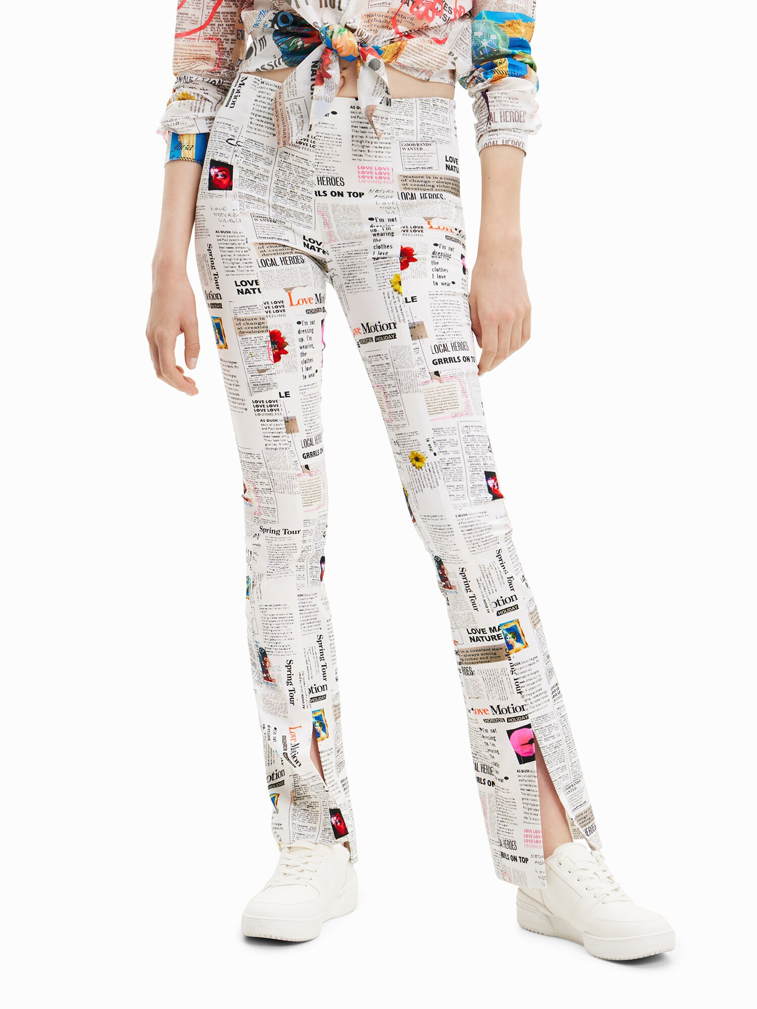 Desigual Pantaloni roz / roșu / negru / alb - Pled.ro