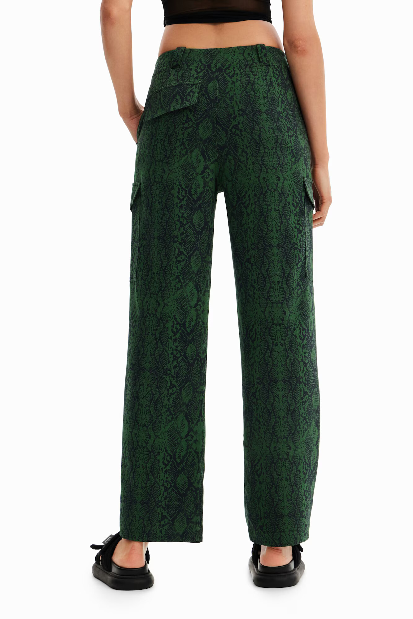 Desigual Pantaloni verde închis / negru - Pled.ro