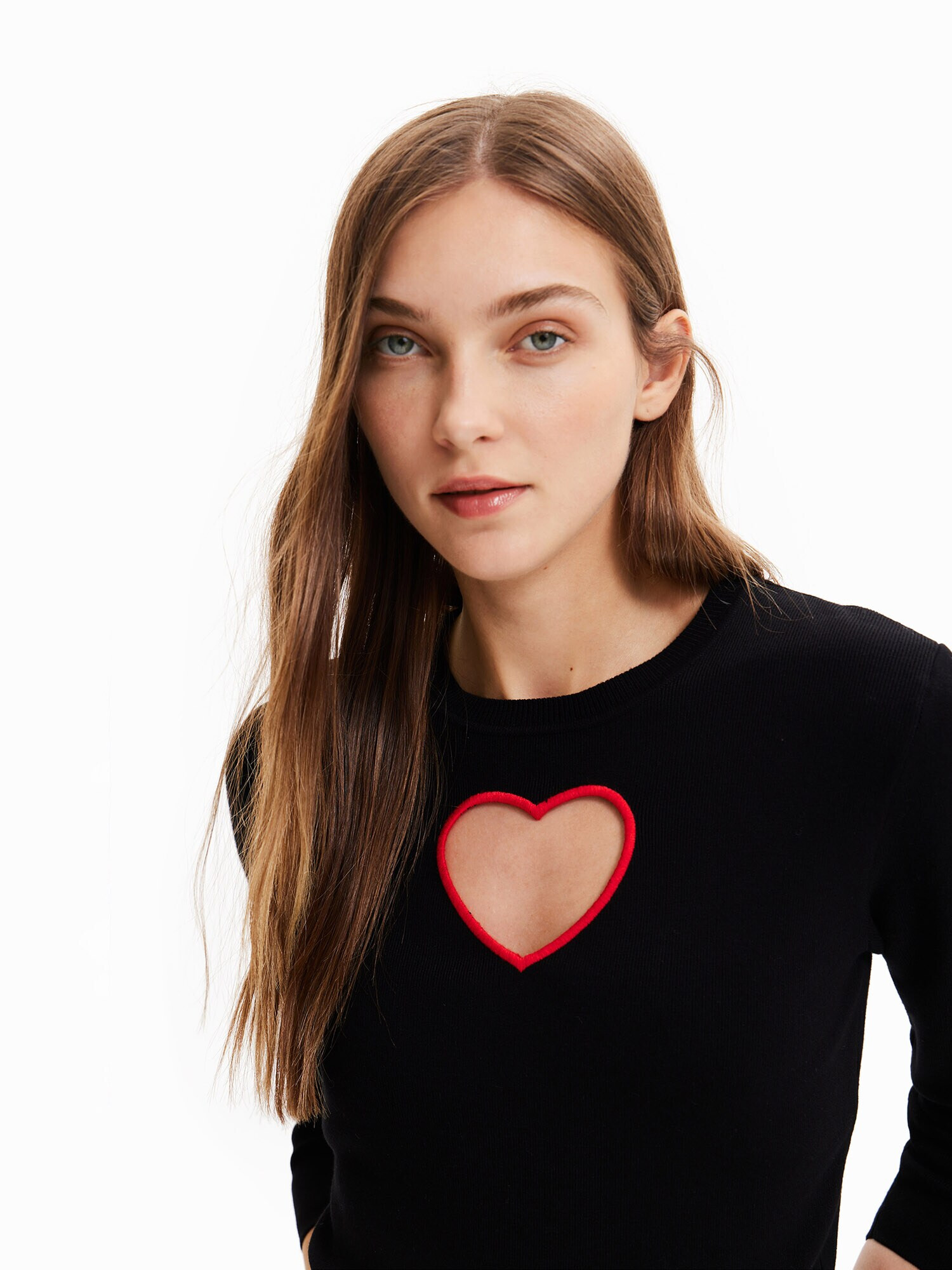 Desigual Pulover 'Cuore' roșu / negru - Pled.ro