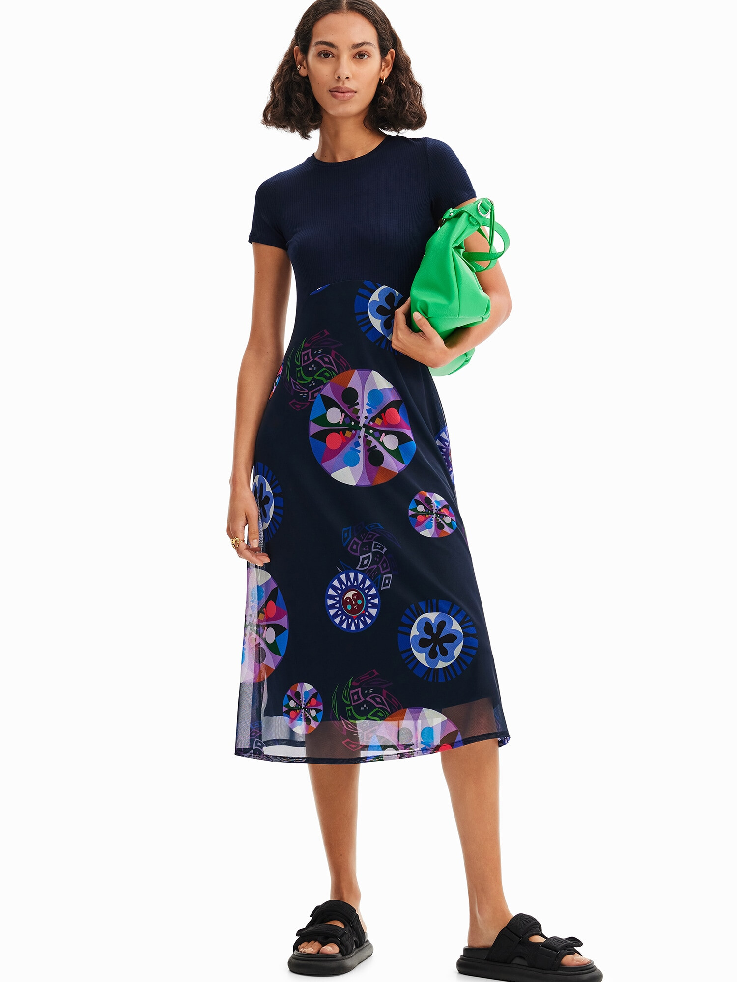 Desigual Rochie albastru / bleumarin / roz / alb - Pled.ro