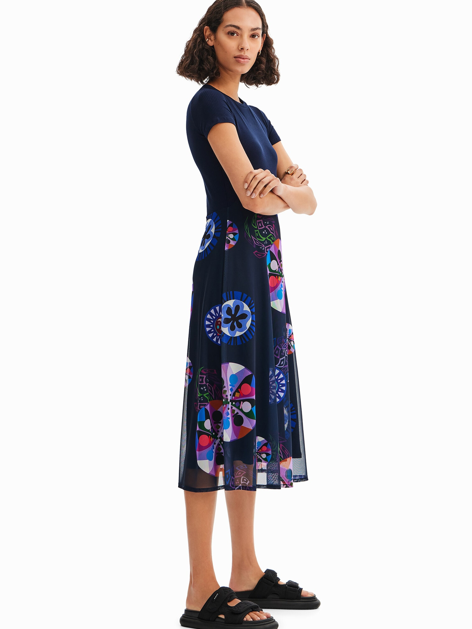 Desigual Rochie albastru / bleumarin / roz / alb - Pled.ro