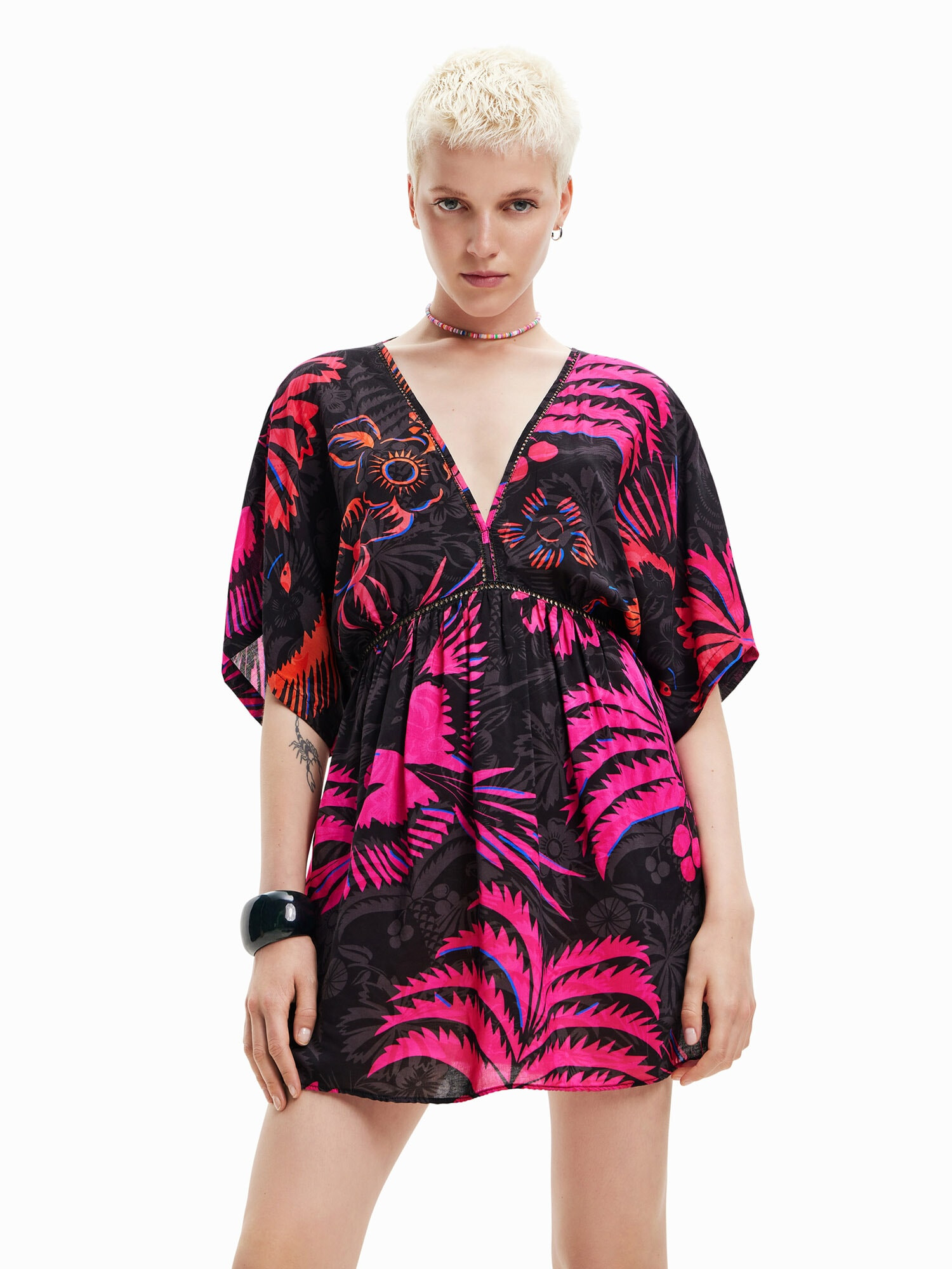 Desigual Rochie de plaja 'Samui' portocaliu mandarină / corai / magenta / negru - Pled.ro