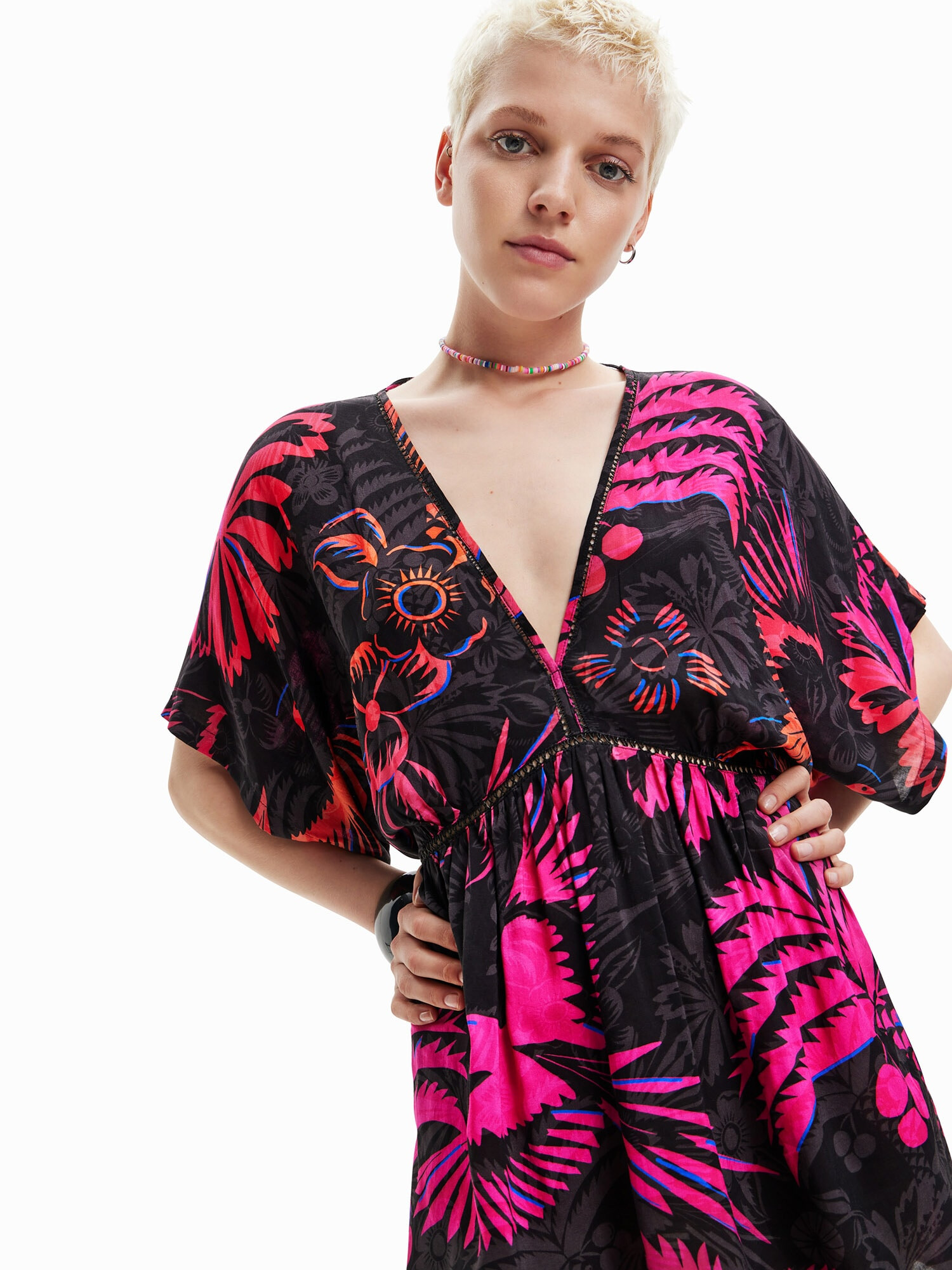 Desigual Rochie de plaja 'Samui' portocaliu mandarină / corai / magenta / negru - Pled.ro