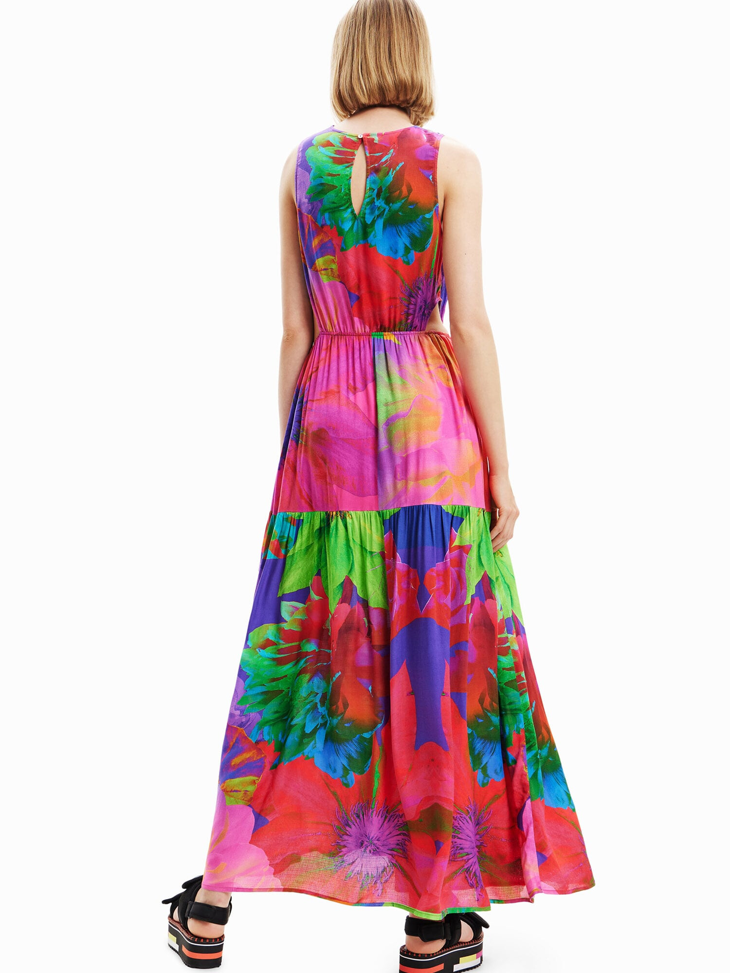 Desigual Rochie de vară verde neon / lila / roz / roșu - Pled.ro