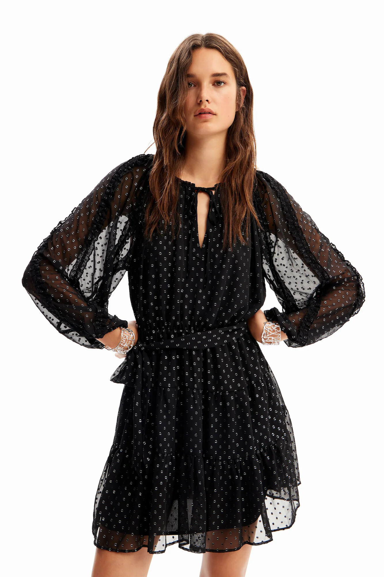 Desigual Rochie negru / alb - Pled.ro