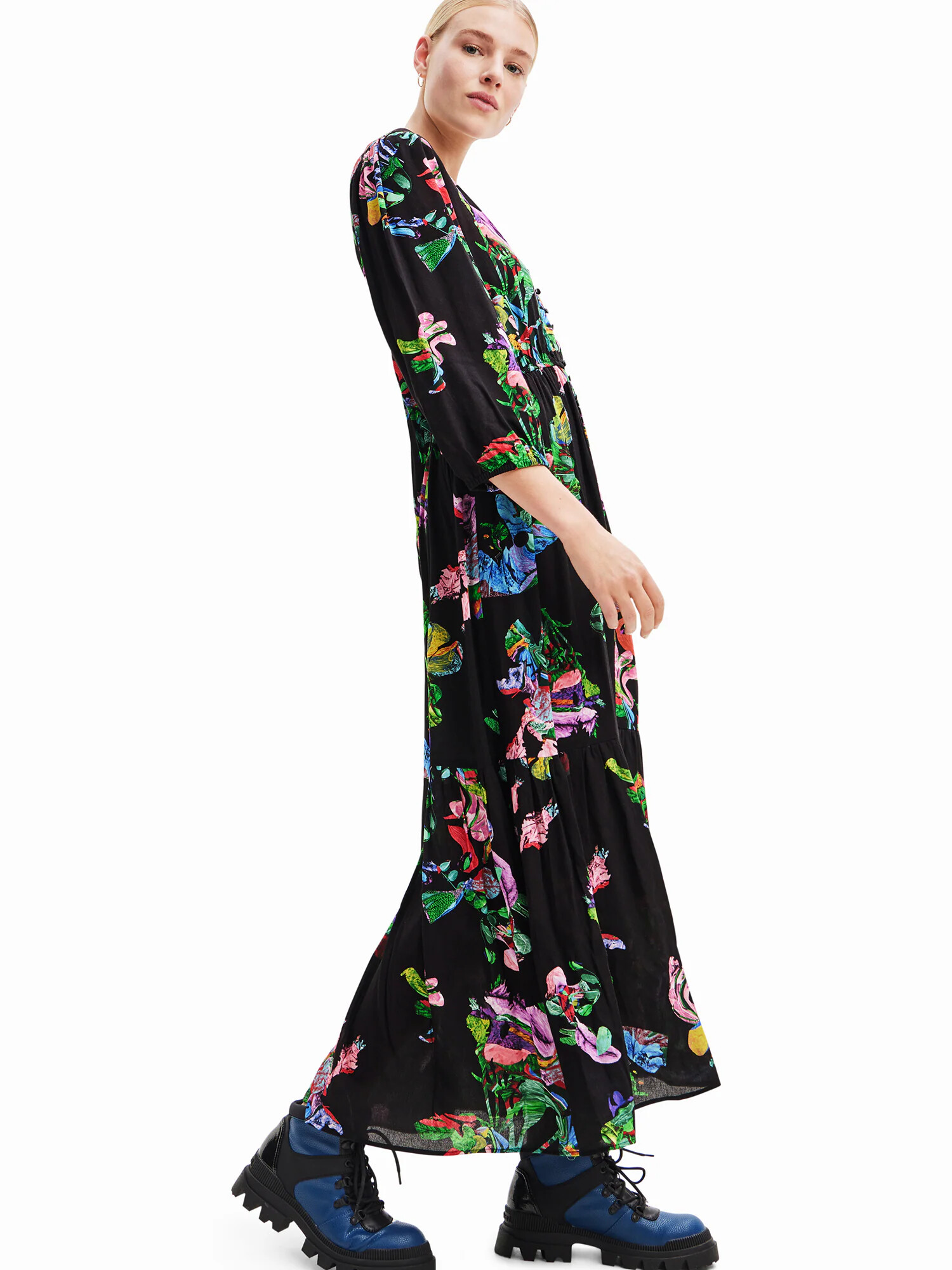 Desigual Rochie 'POPPY' azuriu / verde / lila / negru - Pled.ro