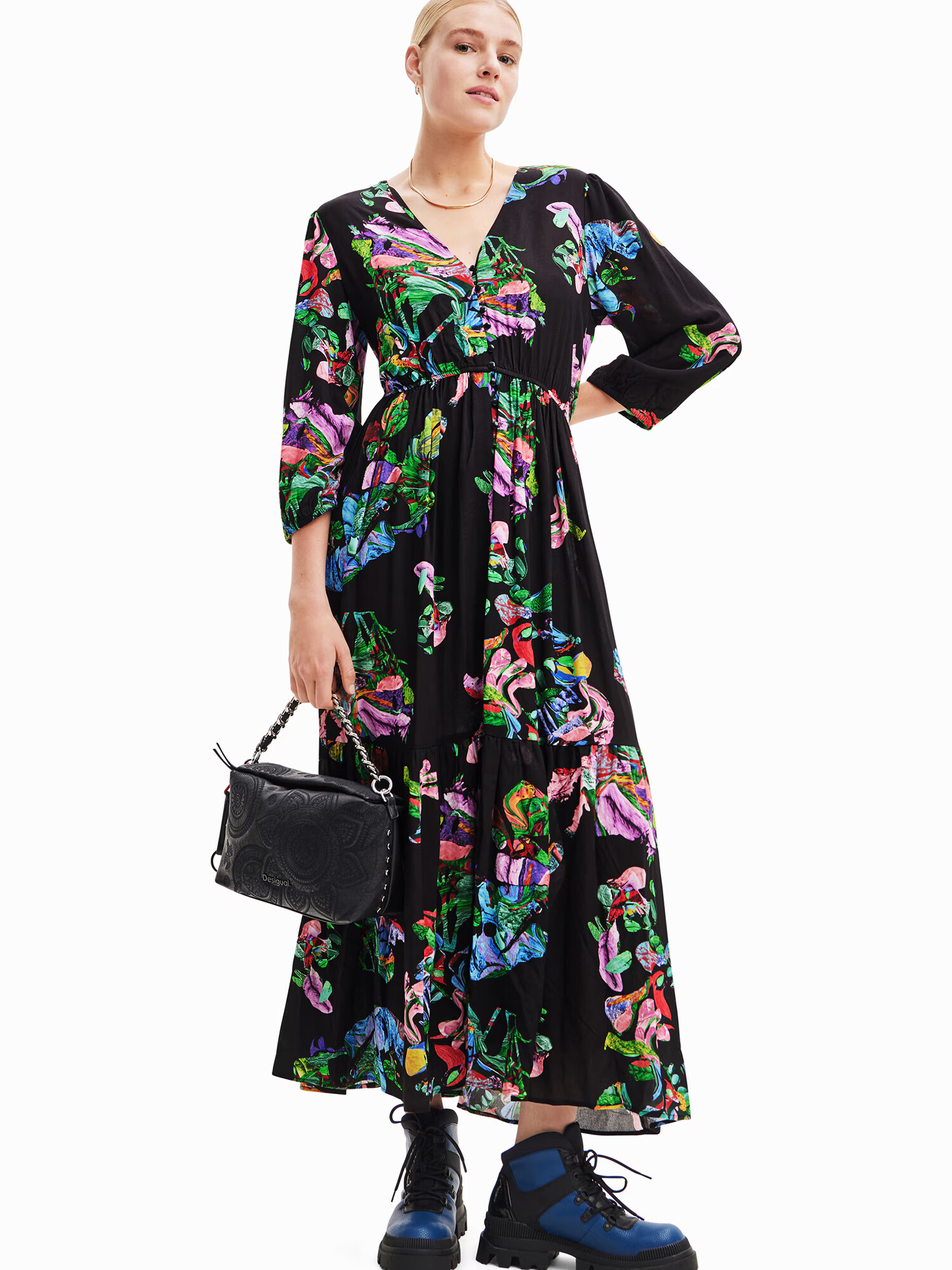 Desigual Rochie 'POPPY' azuriu / verde / lila / negru - Pled.ro