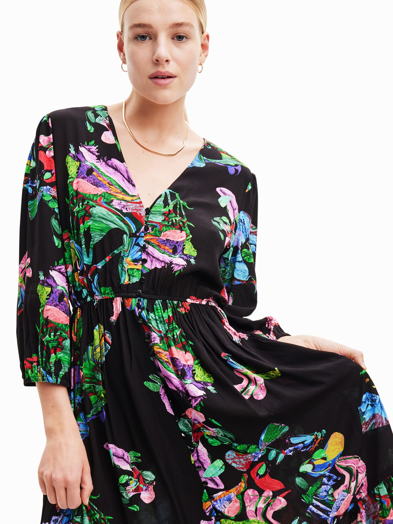 Desigual Rochie 'POPPY' azuriu / verde / lila / negru - Pled.ro