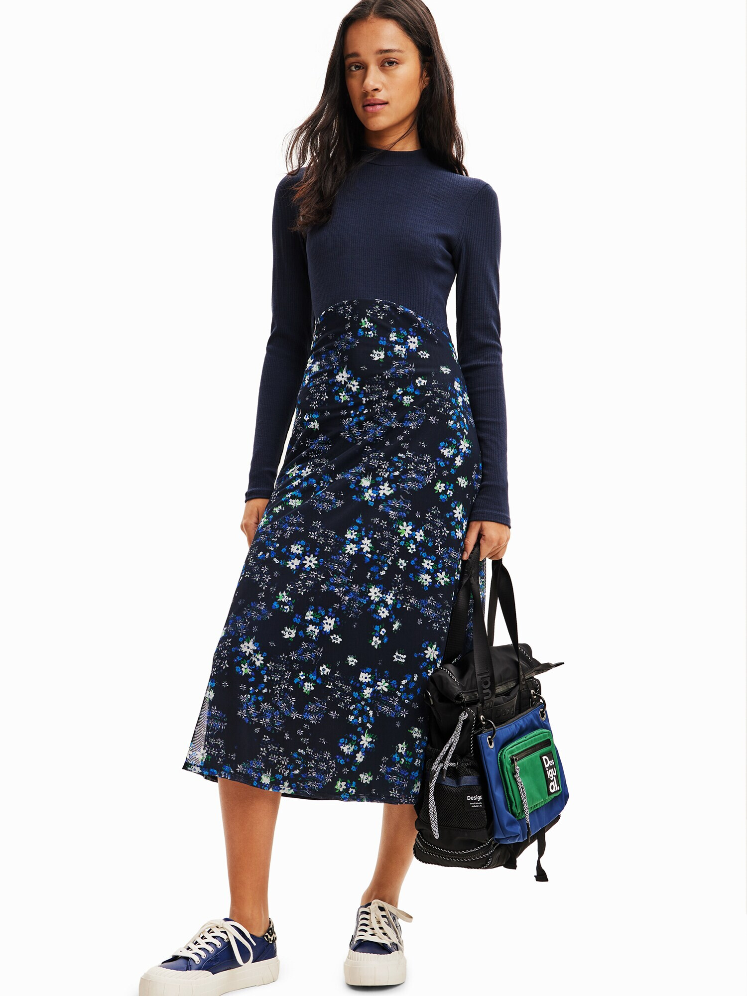 Desigual Rochie 'VEST_MICHIGAN' albastru / bleumarin / alb - Pled.ro