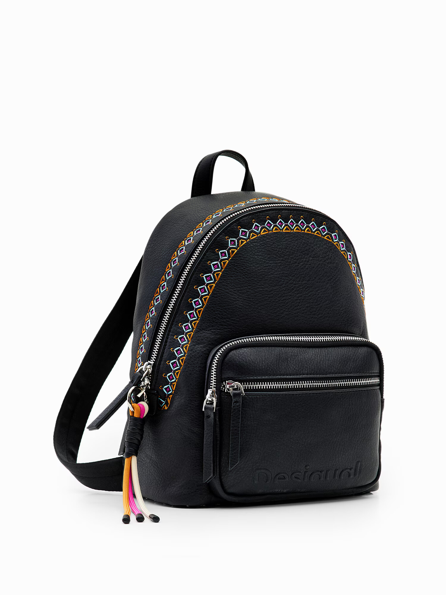 Desigual Rucsac turcoaz / portocaliu mandarină / roz neon / negru - Pled.ro