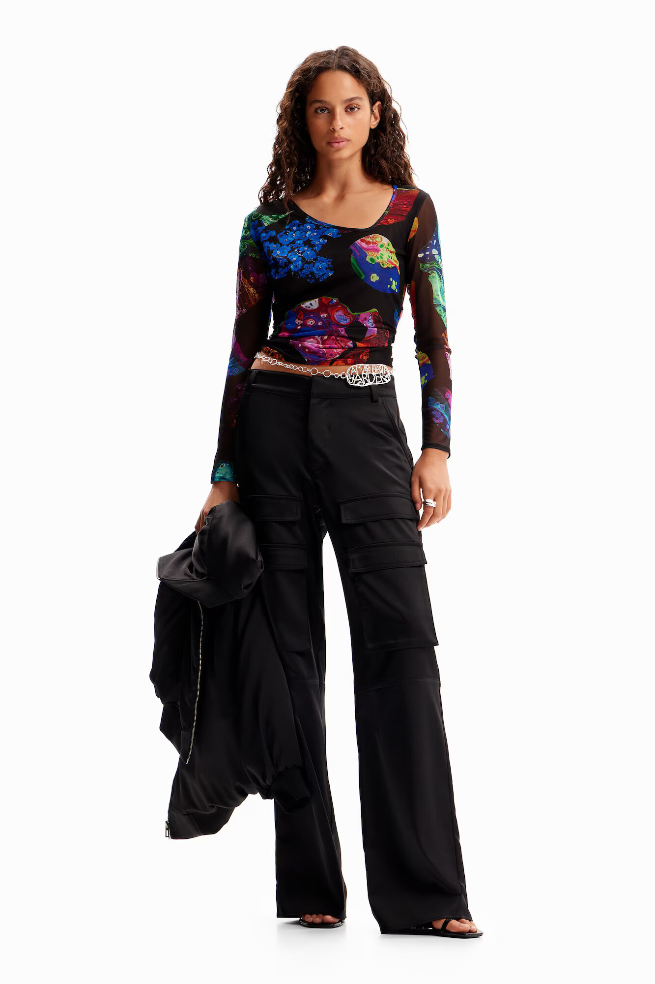 Desigual Tricou albastru / verde / roz / negru - Pled.ro